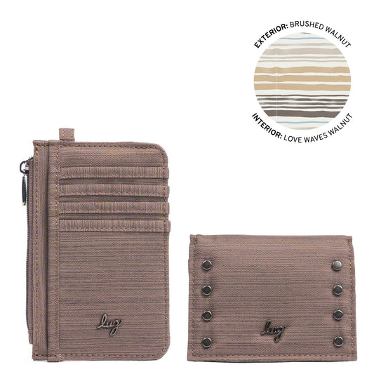 Slide & Walkover RFID Wallet Set - BRUSHED WALNUT - 25189_SlideWalkoverSet_BrushedWalnut_Angle_01