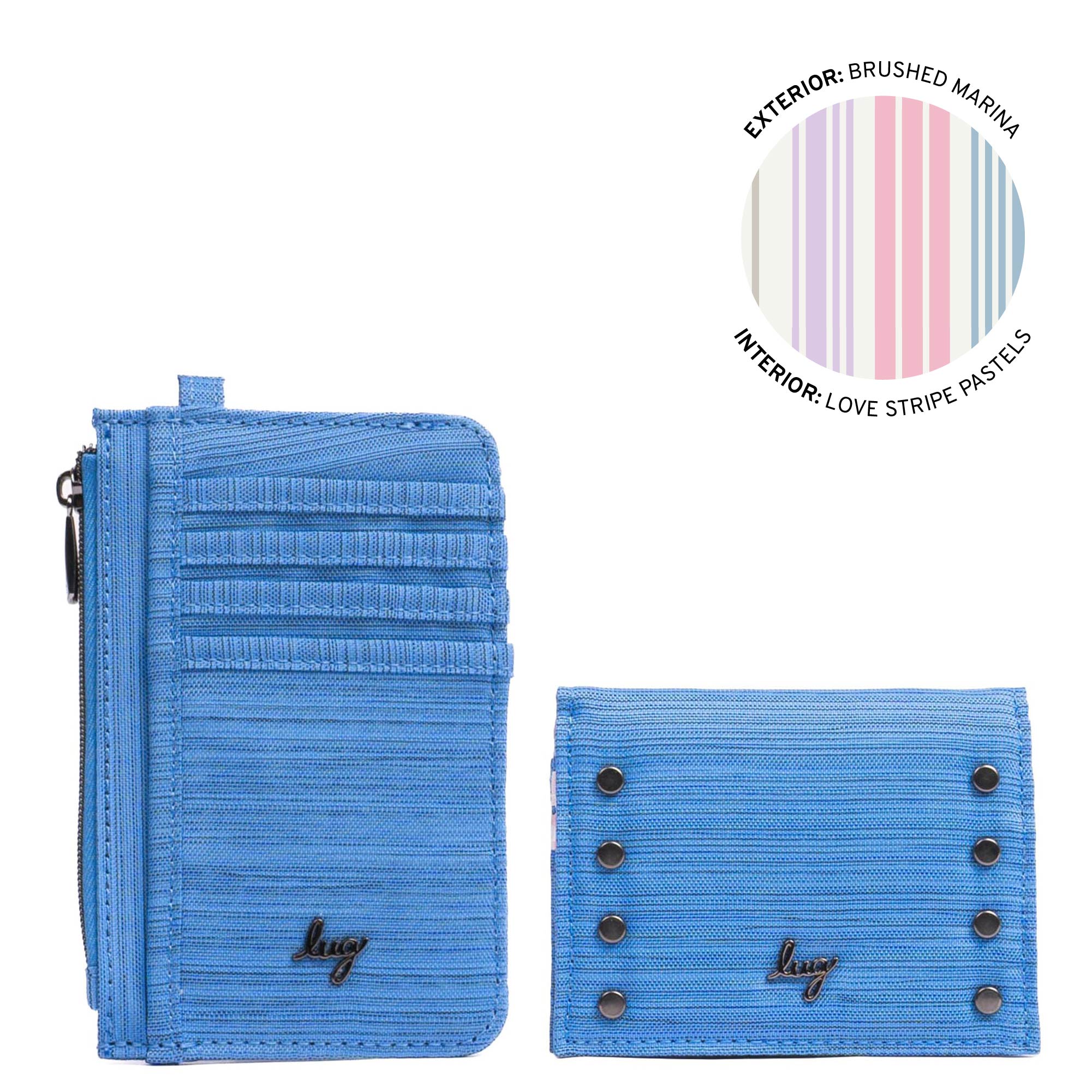 Slide & Walkover RFID Wallet Set - BRUSHED MARINA - 25190_SlideWalkoverSet_BrushedMarina_Angle_01