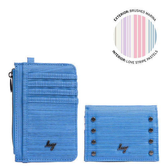 Slide & Walkover RFID Wallet Set - BRUSHED MARINA - 25190_SlideWalkoverSet_BrushedMarina_Angle_01
