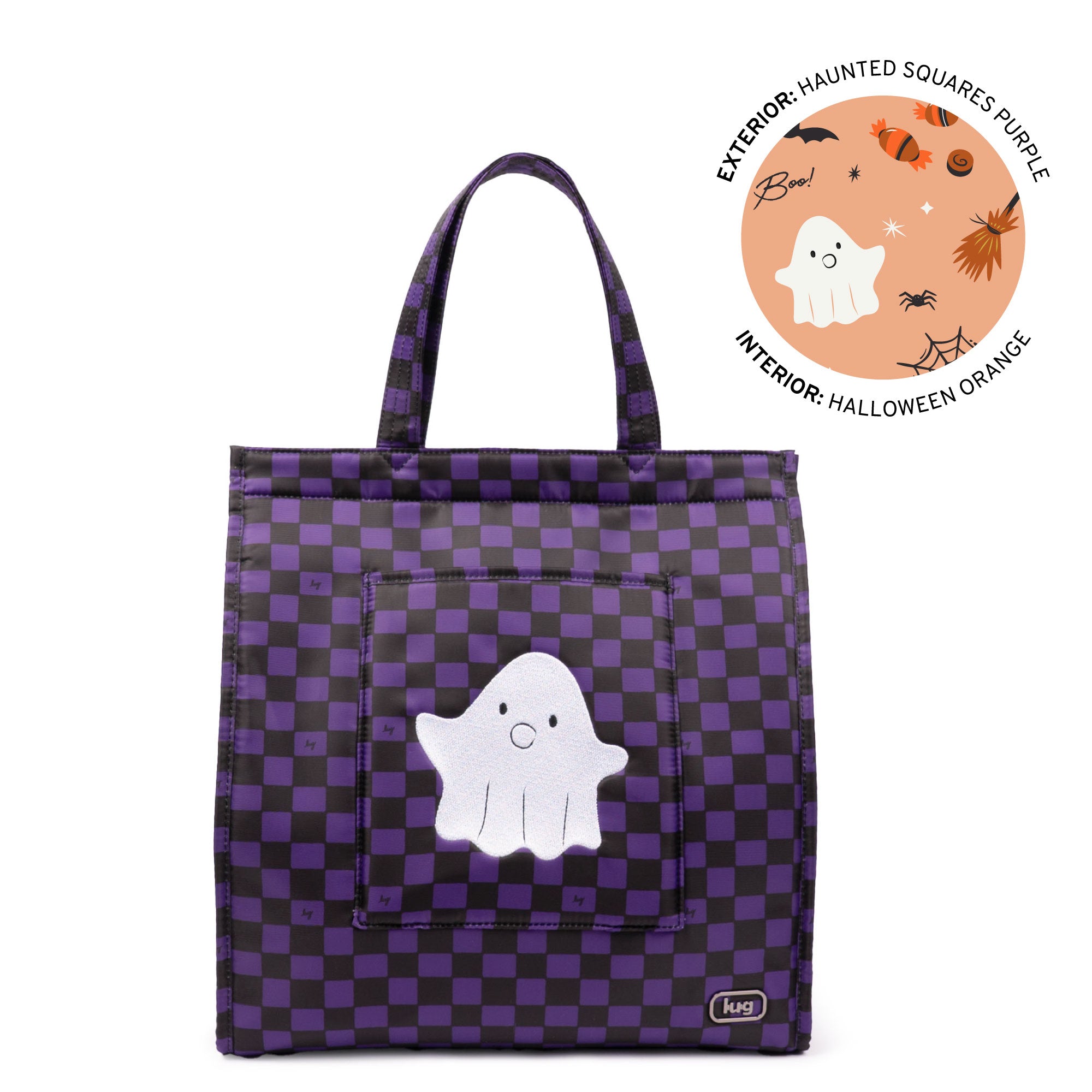 Halloween Runner Tote - HAUNTED SQUARES PURPLE (GHOST) - 25251_Runner1pc_HauntedSquaresPurpleGhost_Angle_01
