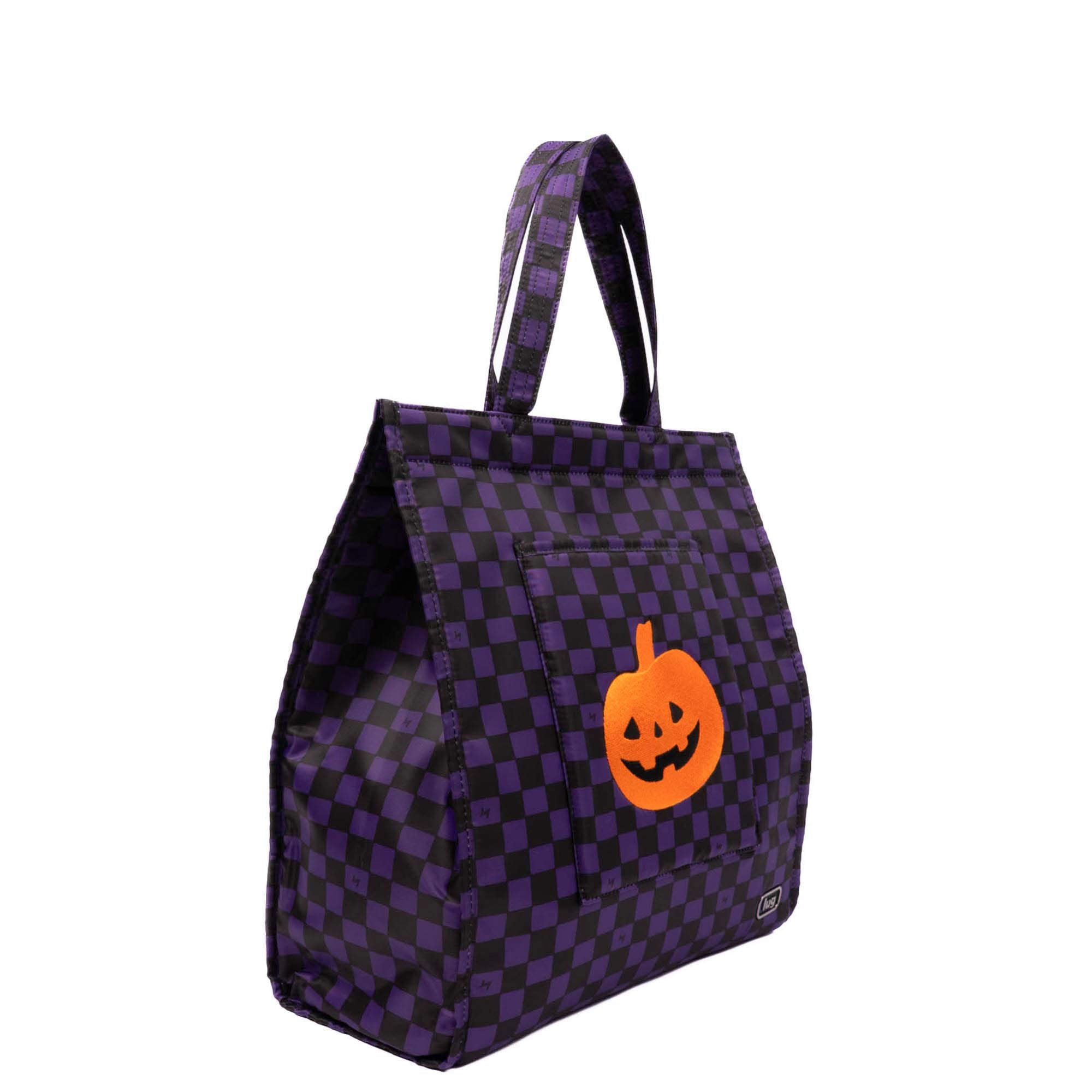 Halloween Runner Tote - HAUNTED SQUARES PURPLE (PUMPKIN) - 25252_Runner1pc_HauntedSquaresPurplePumpkin_Angle_02