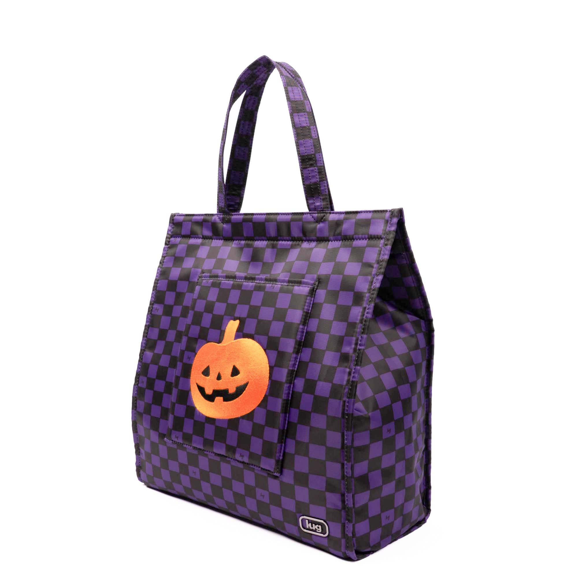 Halloween Runner Tote - HAUNTED SQUARES PURPLE (PUMPKIN) - 25252_Runner1pc_HauntedSquaresPurplePumpkin_Angle_03