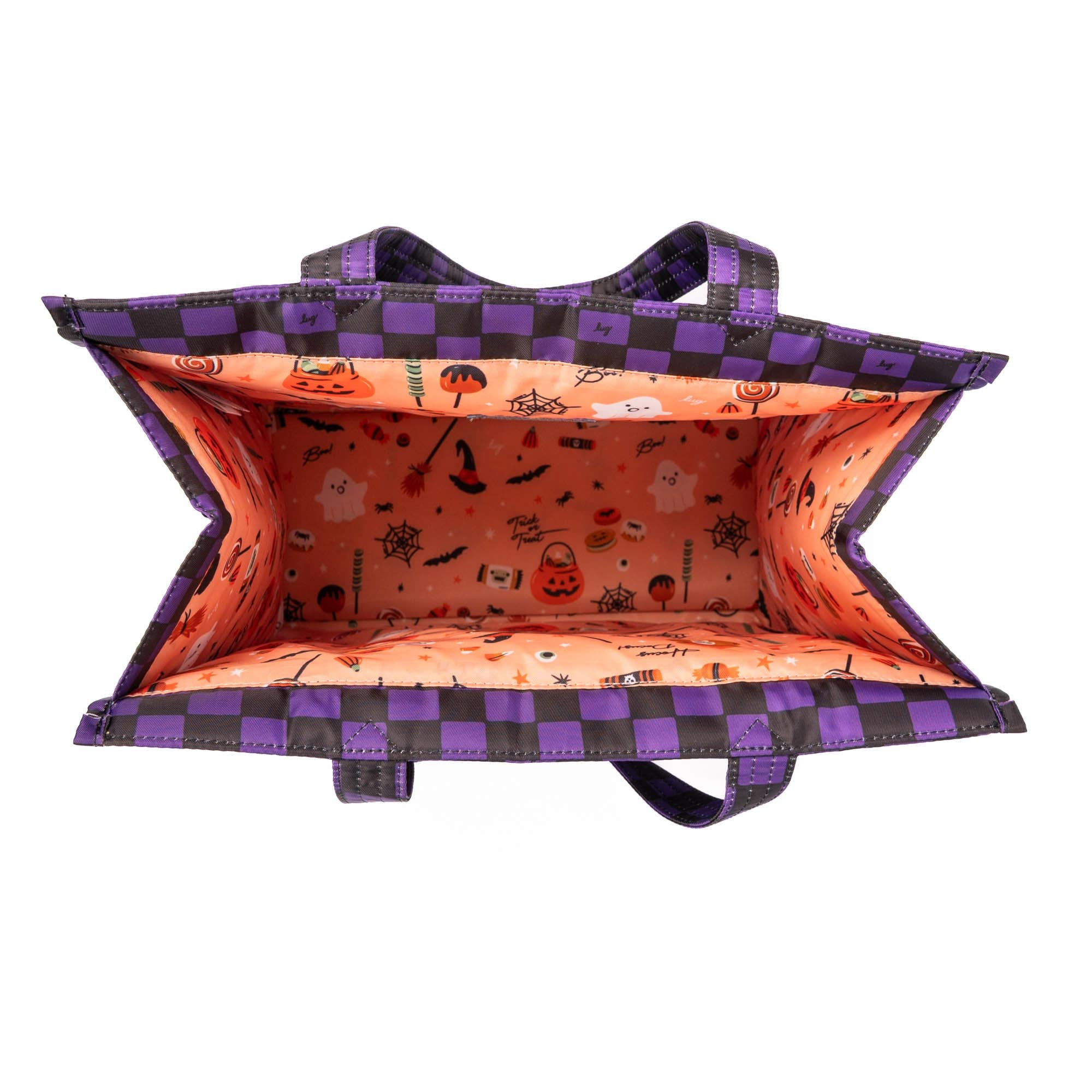 Halloween Runner Tote - HAUNTED SQUARES PURPLE (PUMPKIN) - 25252_Runner1pc_HauntedSquaresPurplePumpkin_Angle_05