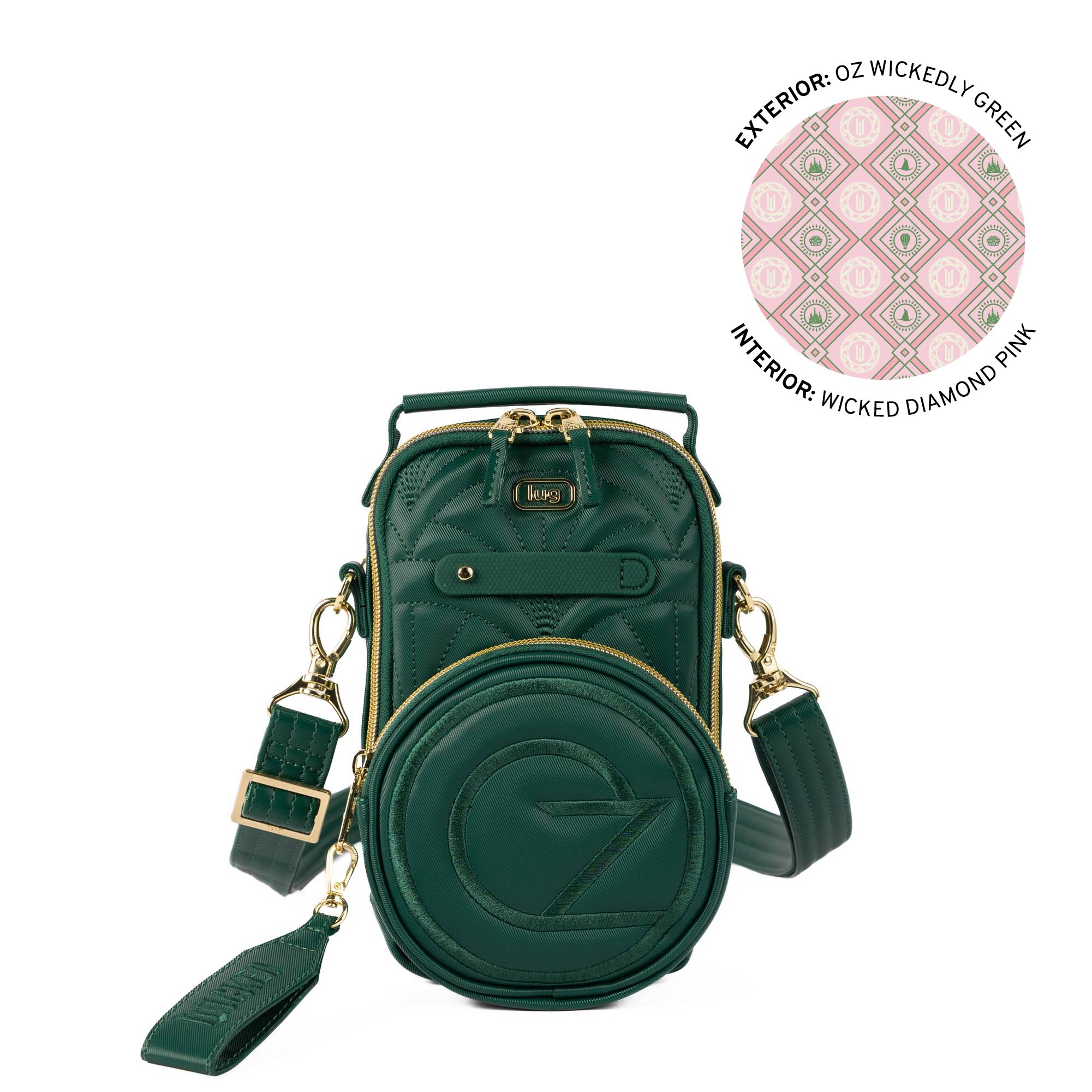 Wicked x Lug Skeeter Mini Bridge SE Satin Luxe VL Convertible Crossbody Bag - OZ WICKEDLY GREEN - 25289_Wicked_SkeeterMini_WickedlyGreen_Angle_01_wtwdc8