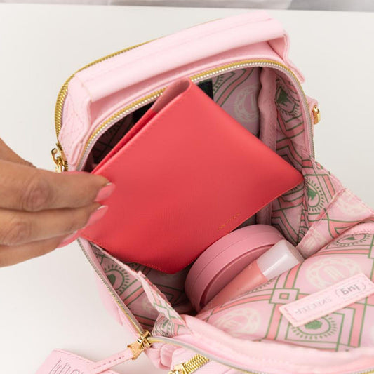 Wicked x Lug Skeeter Mini Bridge SE Satin Luxe VL Convertible Crossbody Bag - - 25290_Wicked_SkeeterMini_BubblePink_Lifestyle_01