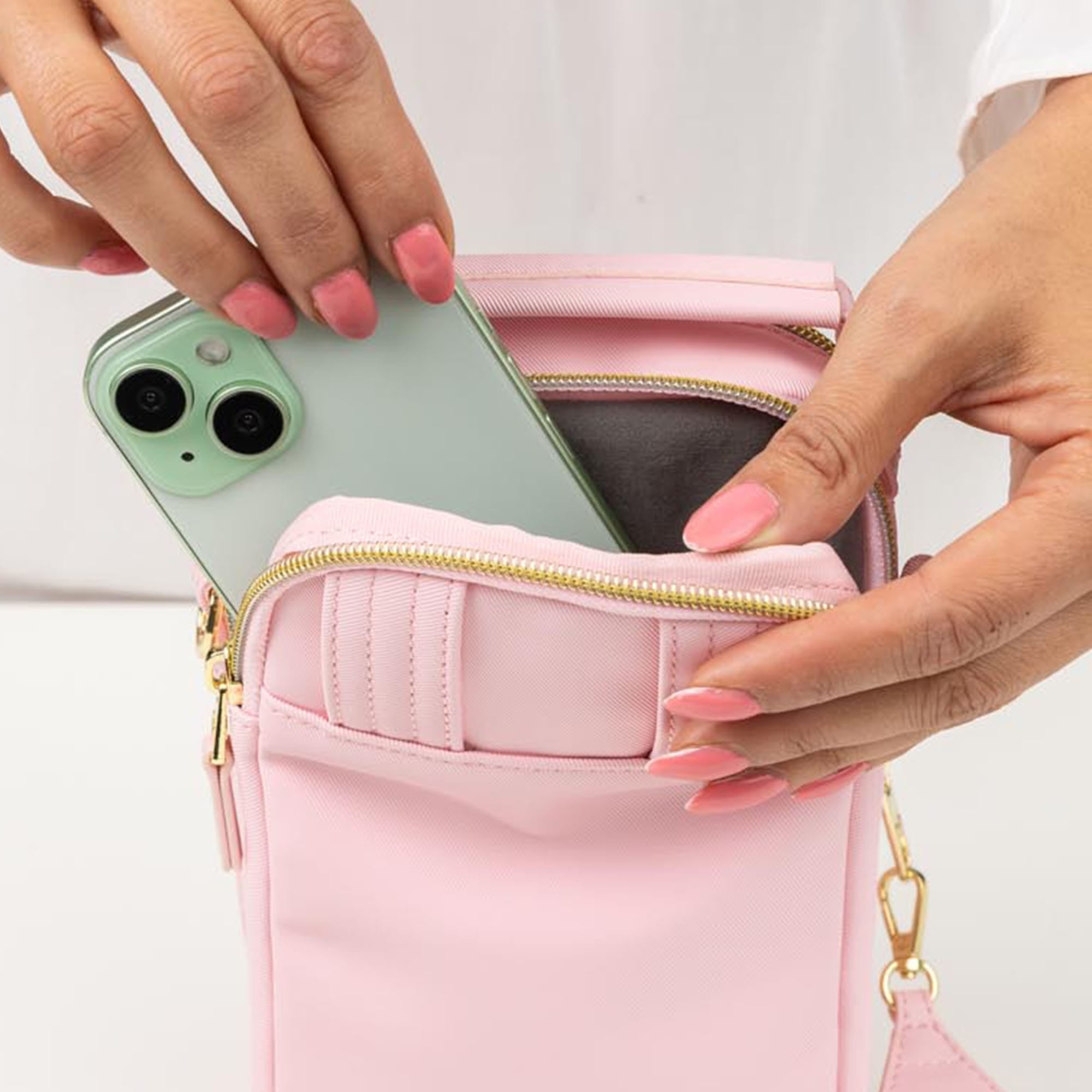 Wicked x Lug Skeeter Mini Bridge SE Satin Luxe VL Convertible Crossbody Bag - - 25290_Wicked_SkeeterMini_BubblePink_Lifestyle_04