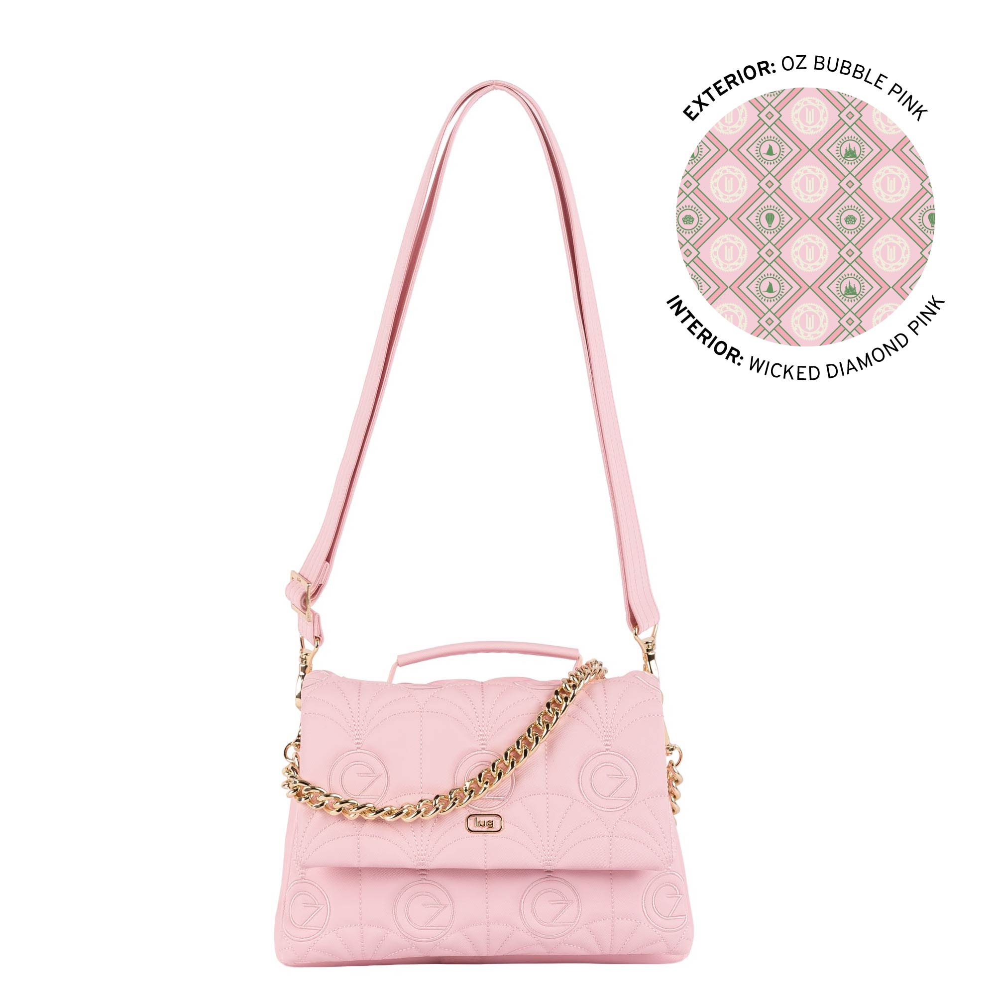 Wicked x Lug Plié Satin Luxe VL Crossbody Bag - OZ BUBBLE PINK - 25294_Wicked_PlieSatinLuxe_BubblePink_Angle_01