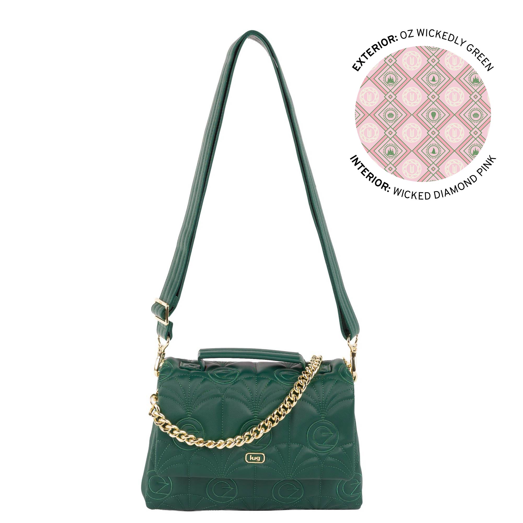 Wicked x Lug Plié Satin Luxe VL Crossbody Bag - OZ WICKEDLY GREEN - 25295_Wicked_PlieSatinLuxe_WickedlyGreen_Angle_01_wz3yrh