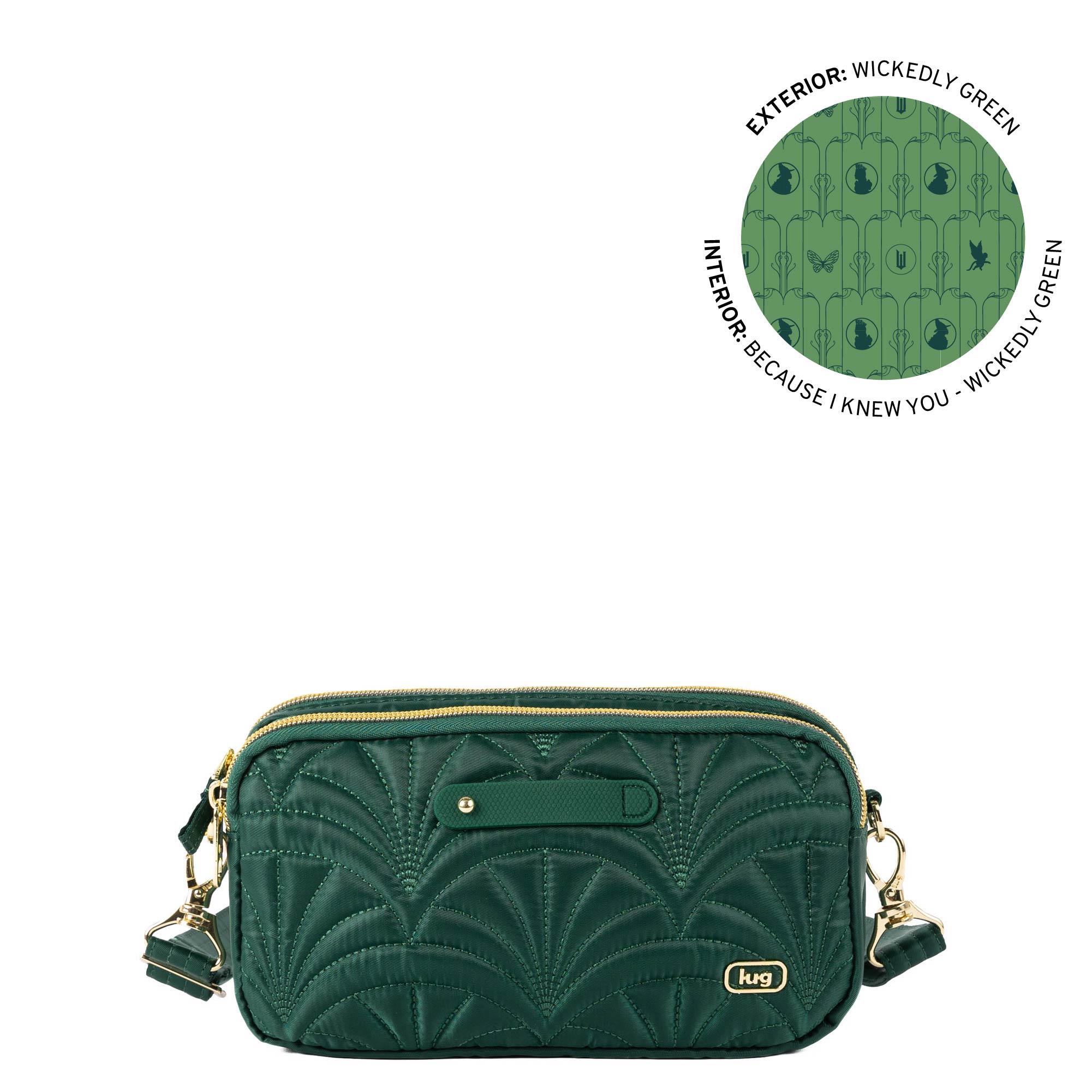 Wicked x Lug Coupe XL Plus Convertible Crossbody Bag - WICKEDLY GREEN - 25324_CoupeXLPluswCharmBar_WickedlyGreen_Angle_01
