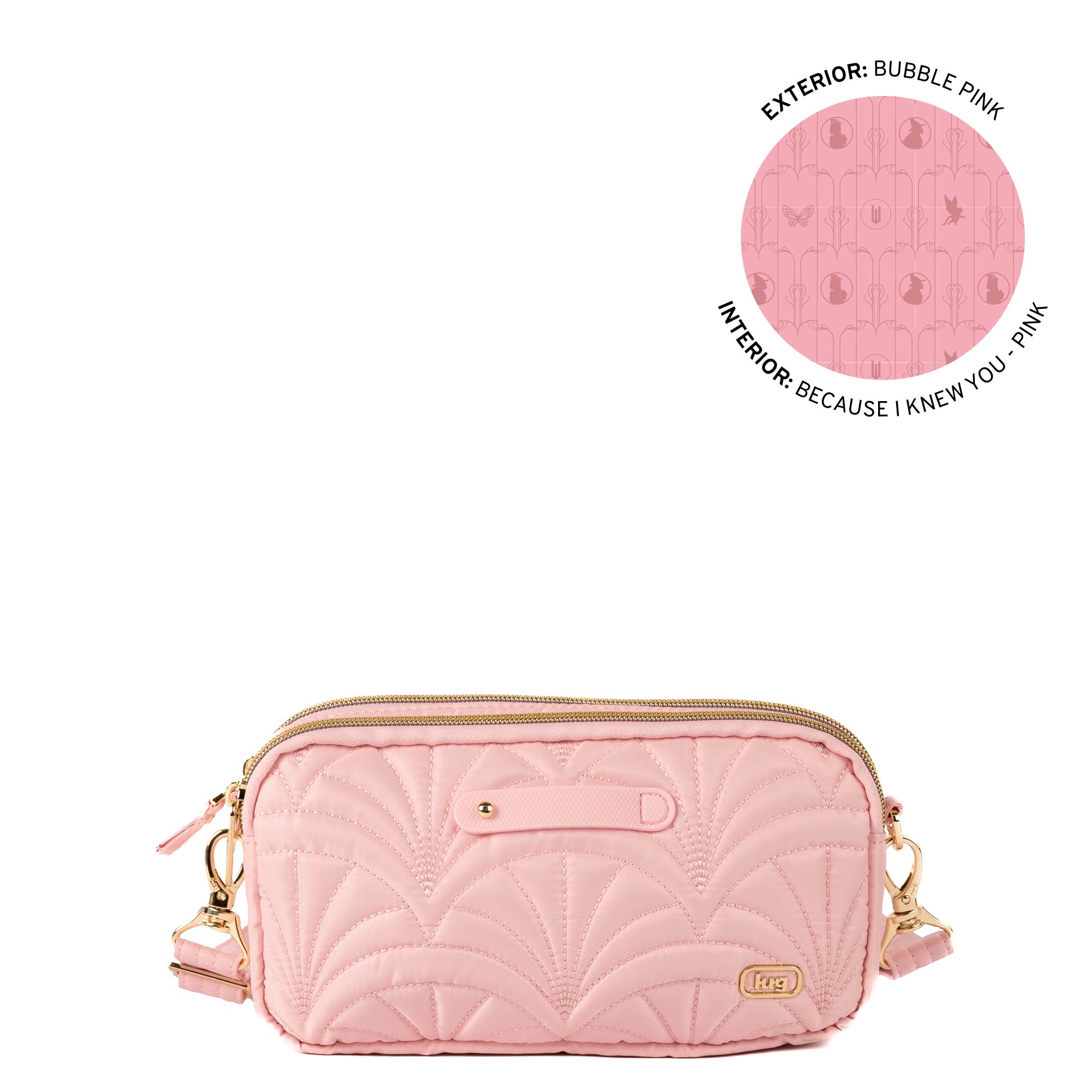 Wicked x Lug Coupe XL Plus Convertible Crossbody Bag - BUBBLE PINK - 25325_CoupeXLPluswCharmBar_BubblePink_Angle_01