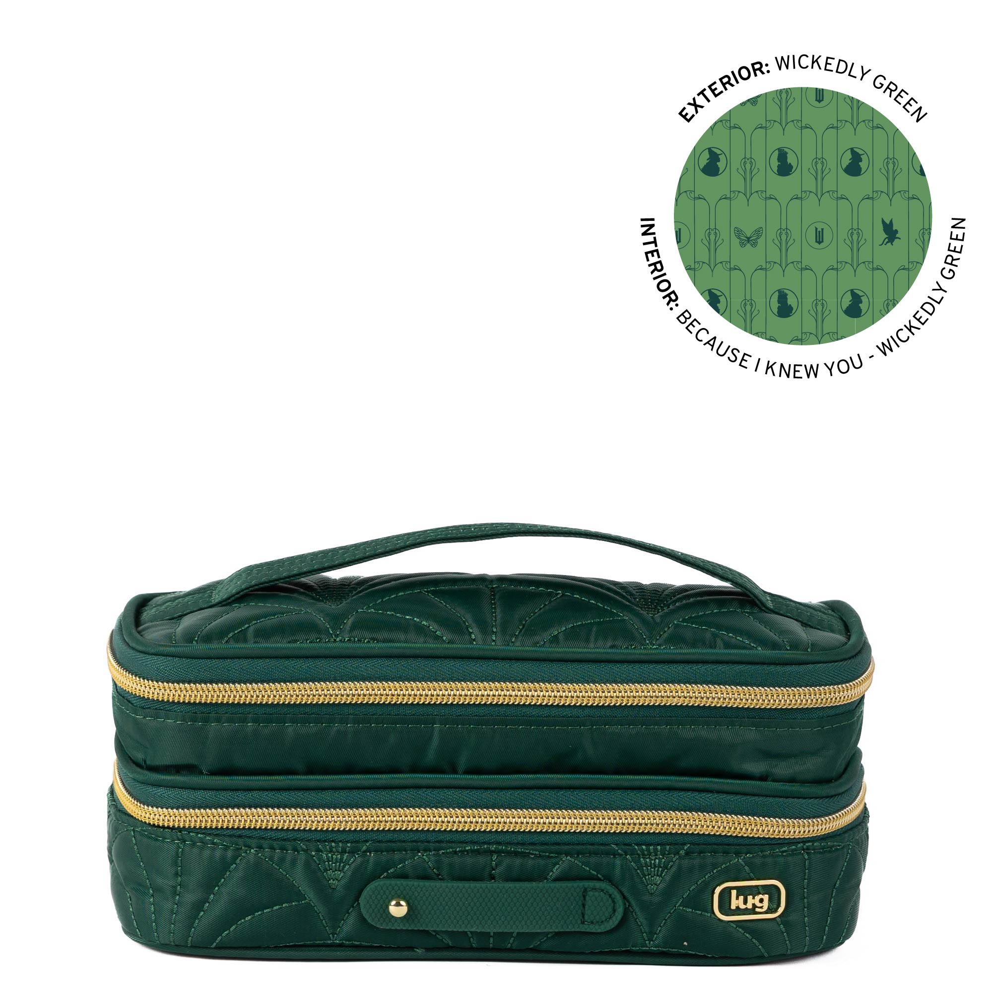 Wicked x Lug Double Decker Cosmetic Case - WICKEDLY GREEN - 25352_Wicked_DoubleDecker-WickedlyGreen_Angle_01
