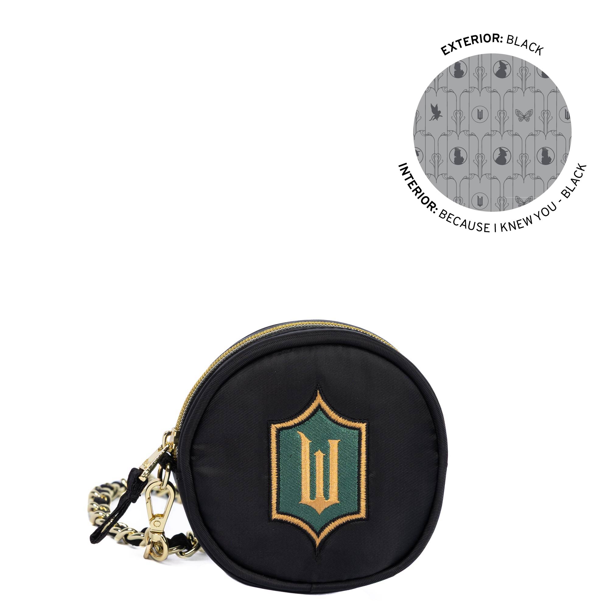 Wicked x Lug Ozwheel Circle Pouch & Metal Chain Wristlet - BLACK - 25358_Wicked_Ozwheel_Black_Angle_01