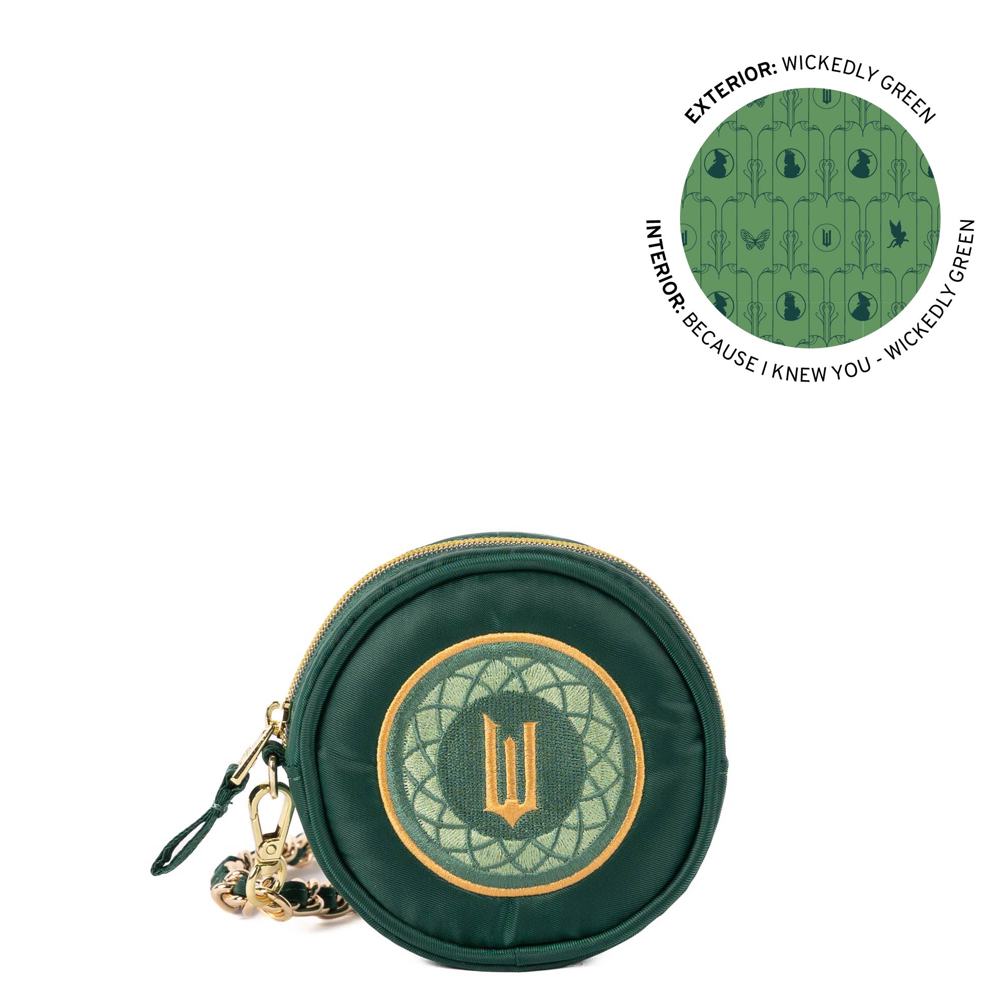 Wicked x Lug Ozwheel Circle Pouch & Metal Chain Wristlet - WICKEDLY GREEN - 25359_Wicked_Ozwheel_WickedlyGreen_Angle_01