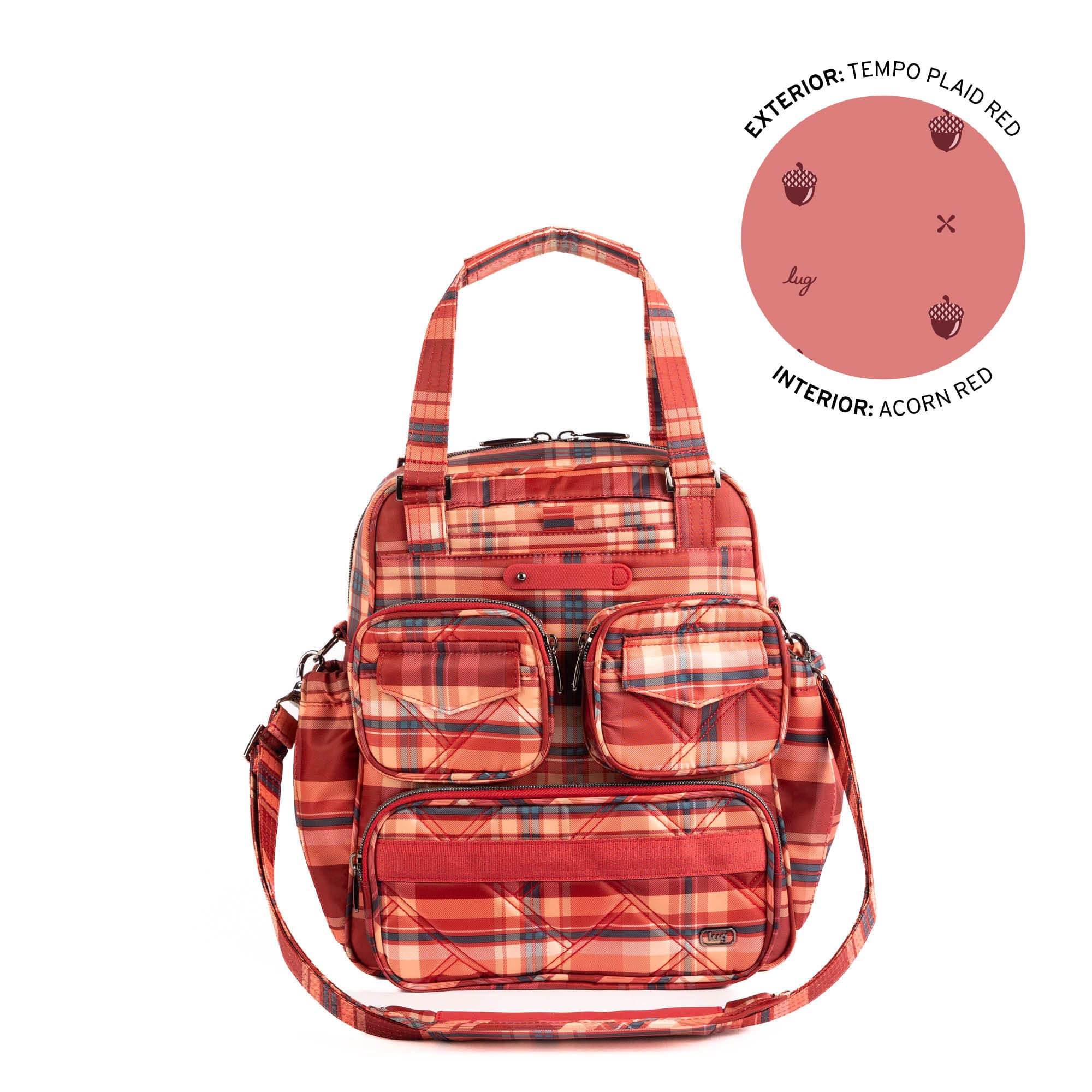 Legacy Collection Mini Puddle Jumper Convertible Tote Bag - TEMPO PLAID RED - 25404_Legacy_MiniPuddleJumper_TempoPlaidRed_Angle_01
