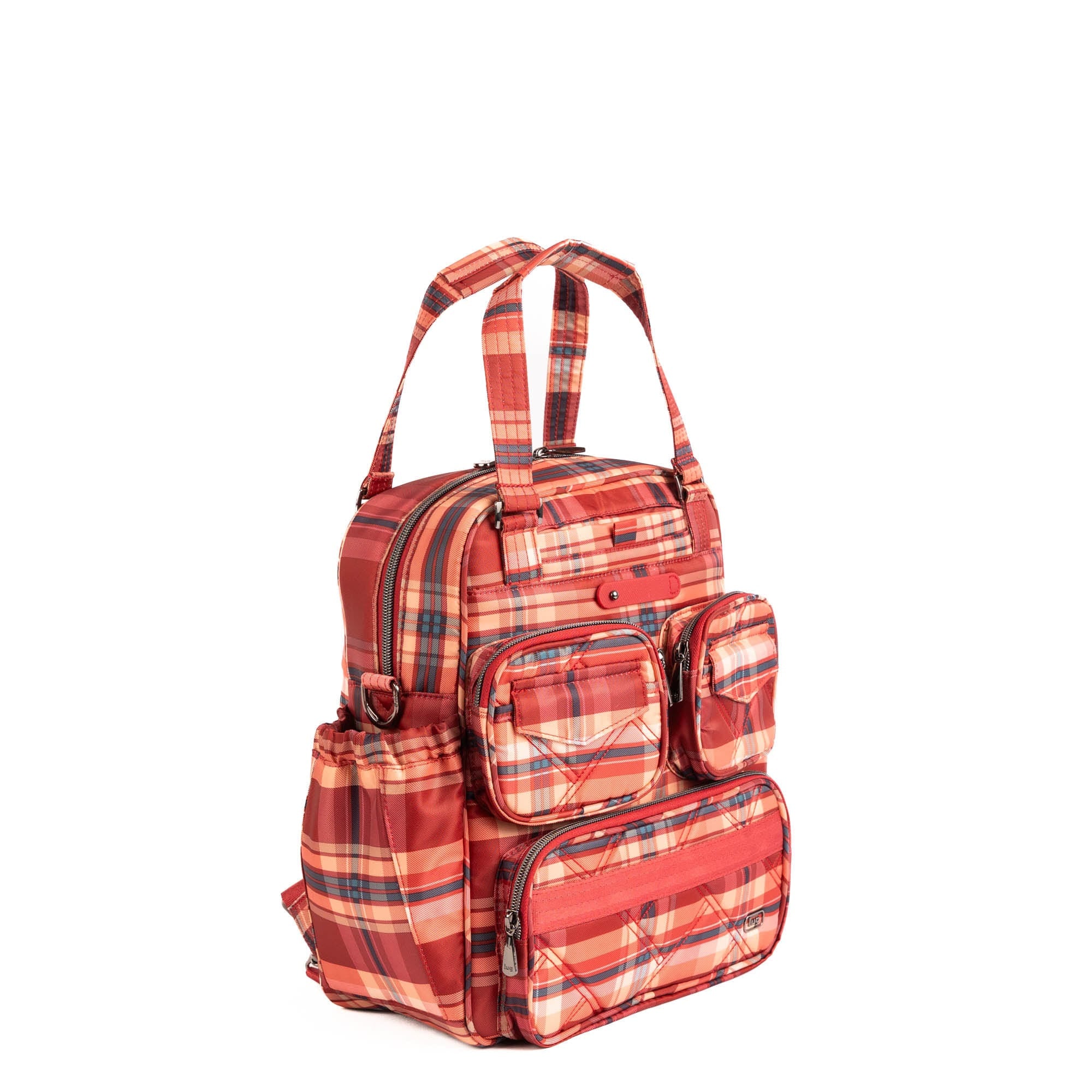 Legacy Collection Mini Puddle Jumper Convertible Tote Bag - TEMPO PLAID RED - 25404_Legacy_MiniPuddleJumper_TempoPlaidRed_Angle_02