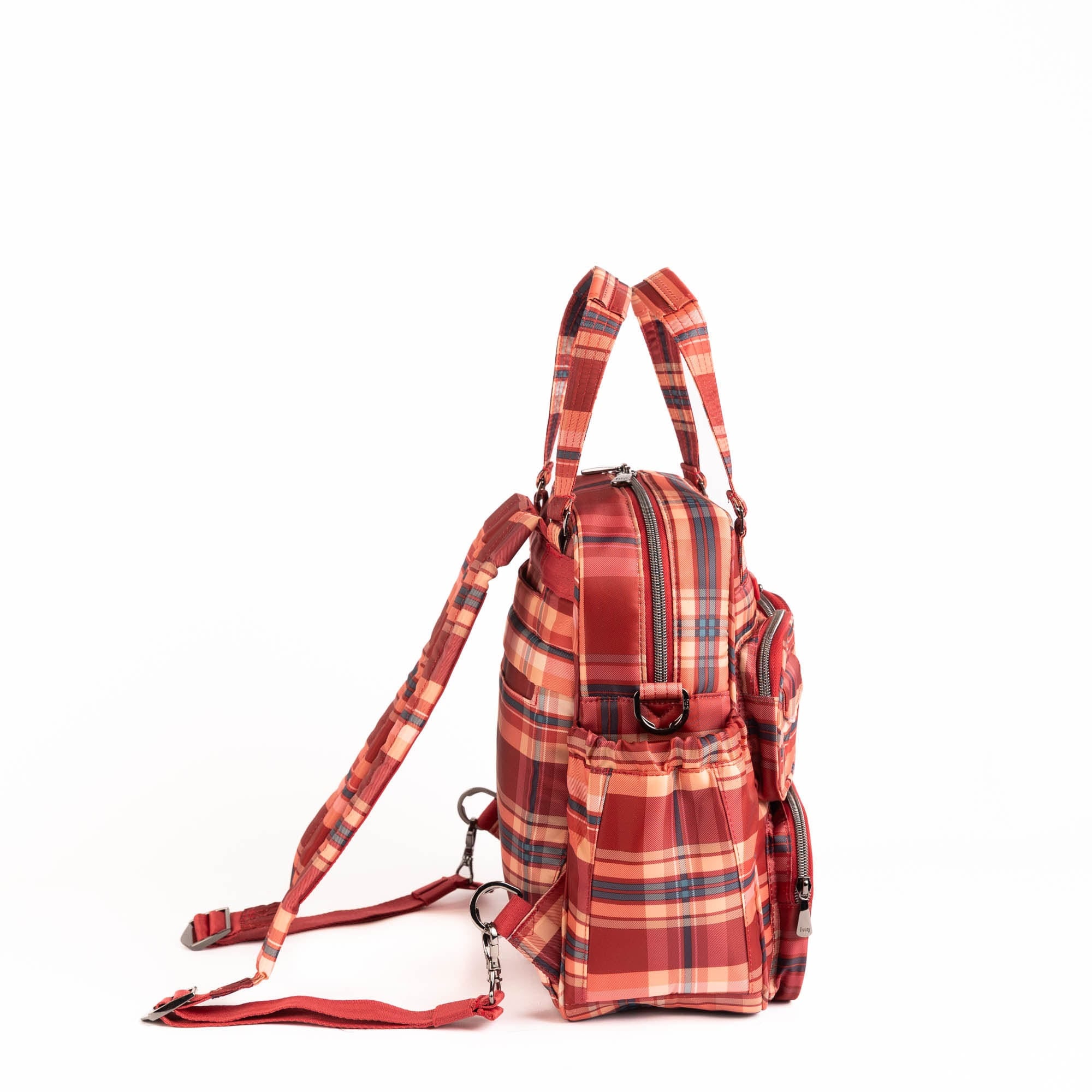 Legacy Collection Mini Puddle Jumper Convertible Tote Bag - TEMPO PLAID RED - 25404_Legacy_MiniPuddleJumper_TempoPlaidRed_Angle_03