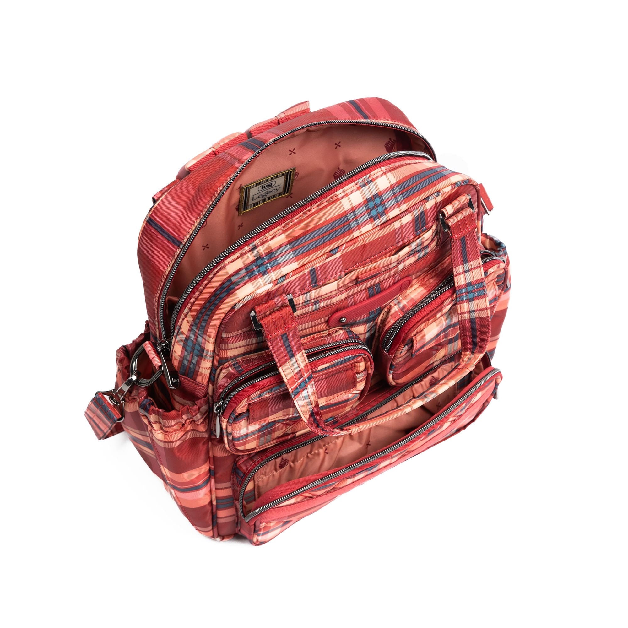 Legacy Collection Mini Puddle Jumper Convertible Tote Bag - TEMPO PLAID RED - 25404_Legacy_MiniPuddleJumper_TempoPlaidRed_Angle_05