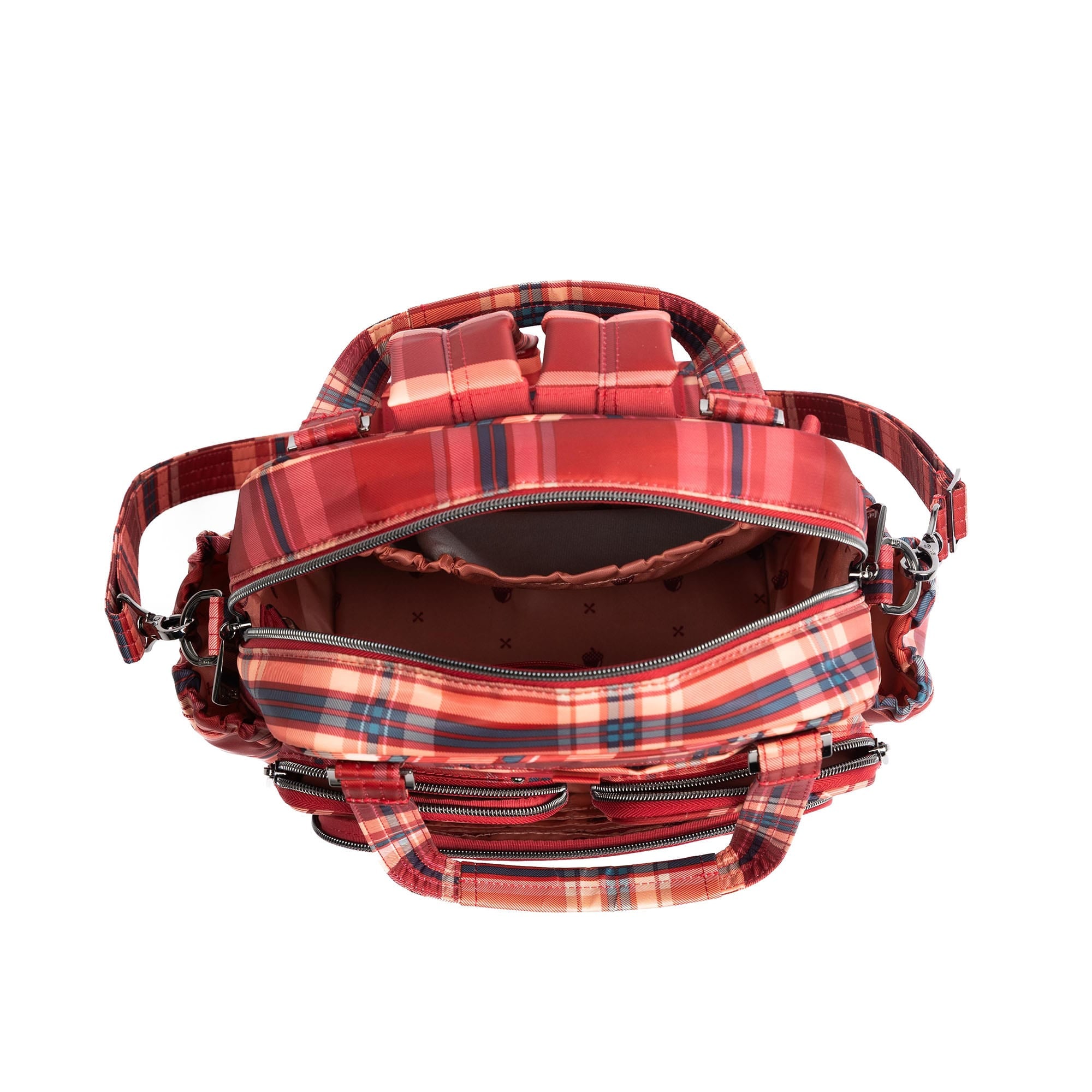 Legacy Collection Mini Puddle Jumper Convertible Tote Bag - TEMPO PLAID RED - 25404_Legacy_MiniPuddleJumper_TempoPlaidRed_Angle_06