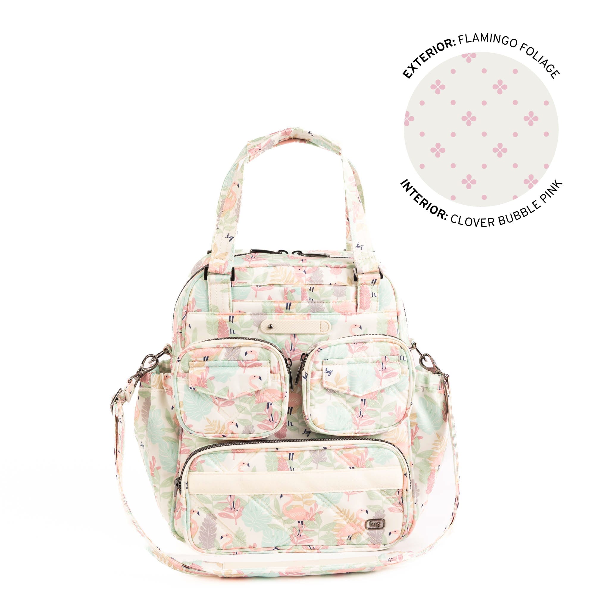 Legacy Collection Mini Puddle Jumper Convertible Tote Bag - FLAMINGO FOLIAGE - 25408_Legacy_MiniPuddleJumper_FlamingoFoliage_Angle_01