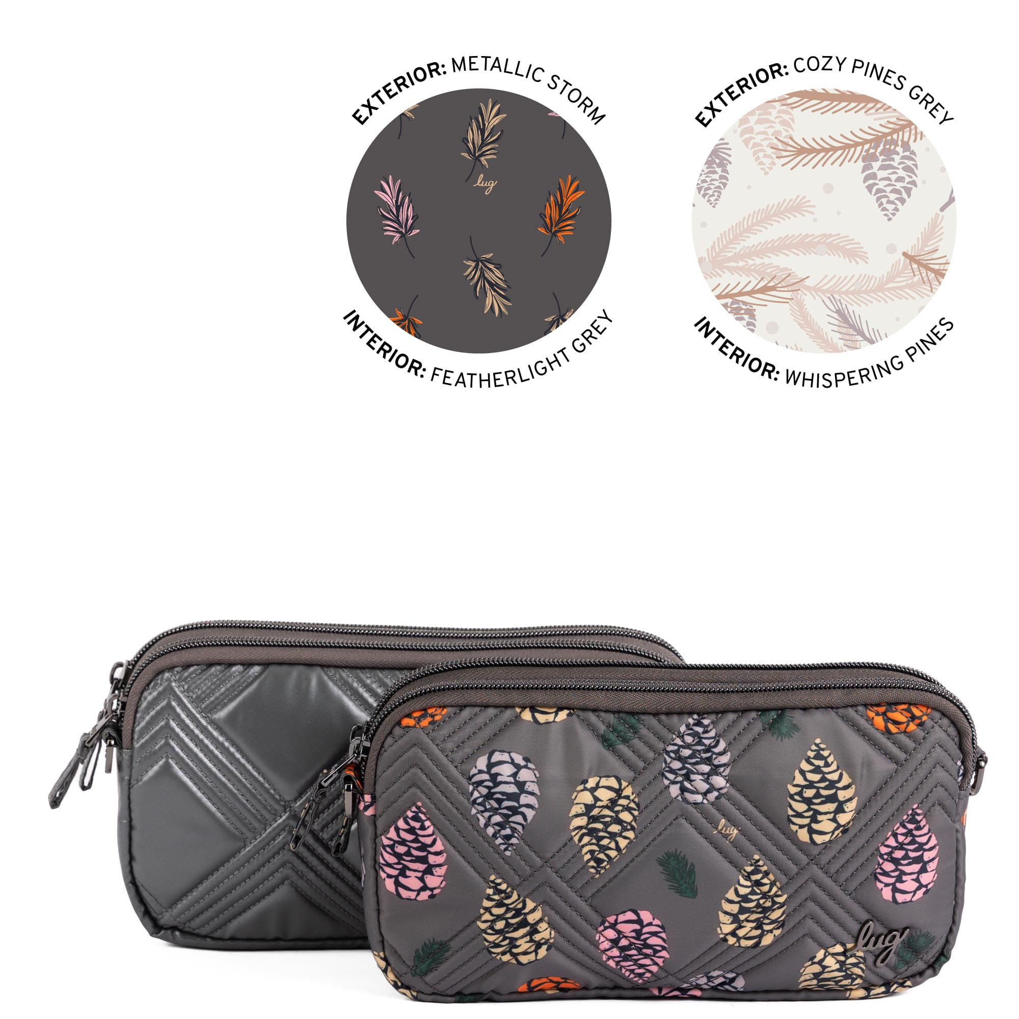 Coupe XL Convertible Crossbody Bag - 2pc Set - METALLIC STORM COZY PINES GREY - 25411_CoupeXL_2PCset_MetallicStorm_CozyPinesGrey_Angle_01