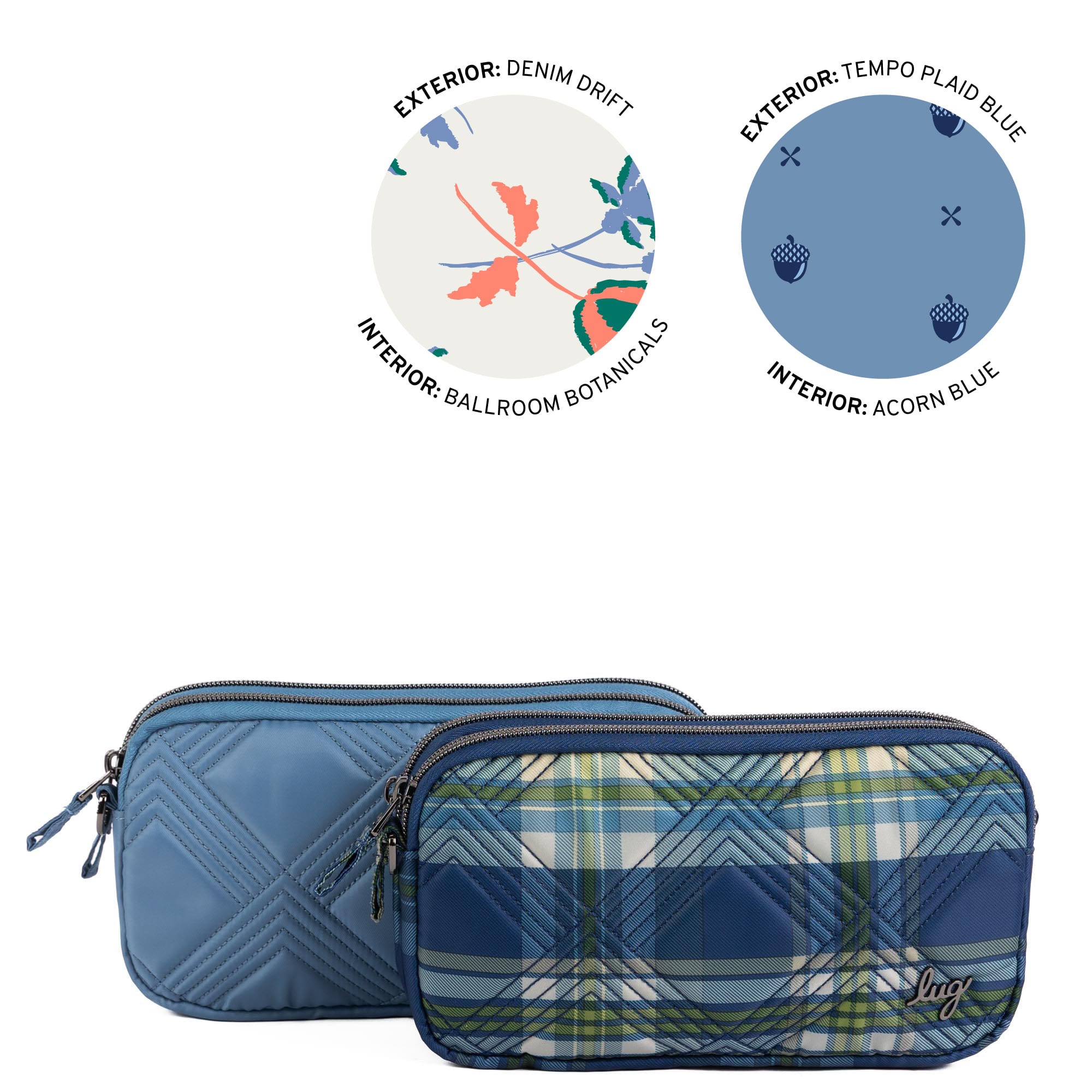Coupe XL Convertible Crossbody Bag - 2pc Set - DENIM DRIFT TEMPO PLAID BLUE - 25413_CoupeXL_2PCset_DenimDrift_TempoPlaidBlue_Angle_01
