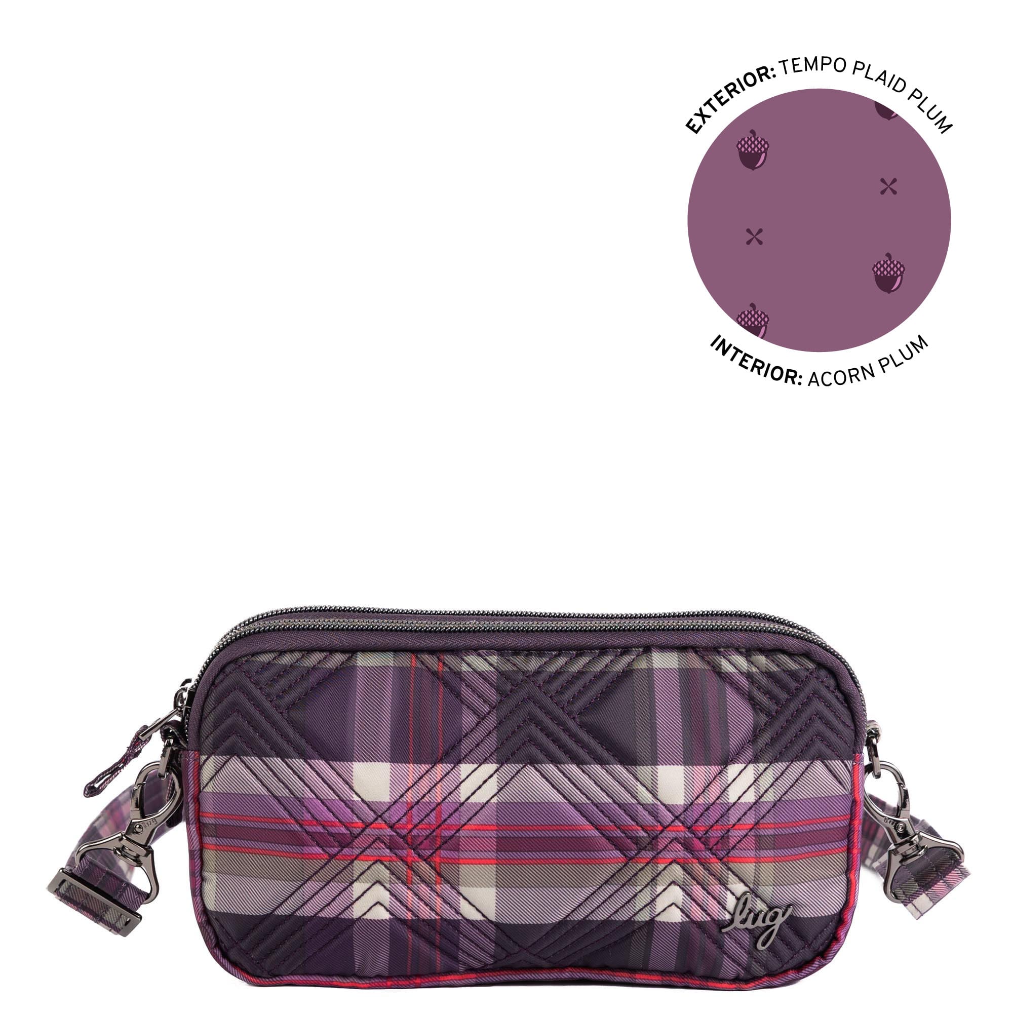Coupe XL Convertible Crossbody Bag - TEMPO PLAID PLUM - 25421_CoupeXL_TempoPlaidPlum_Angle_01