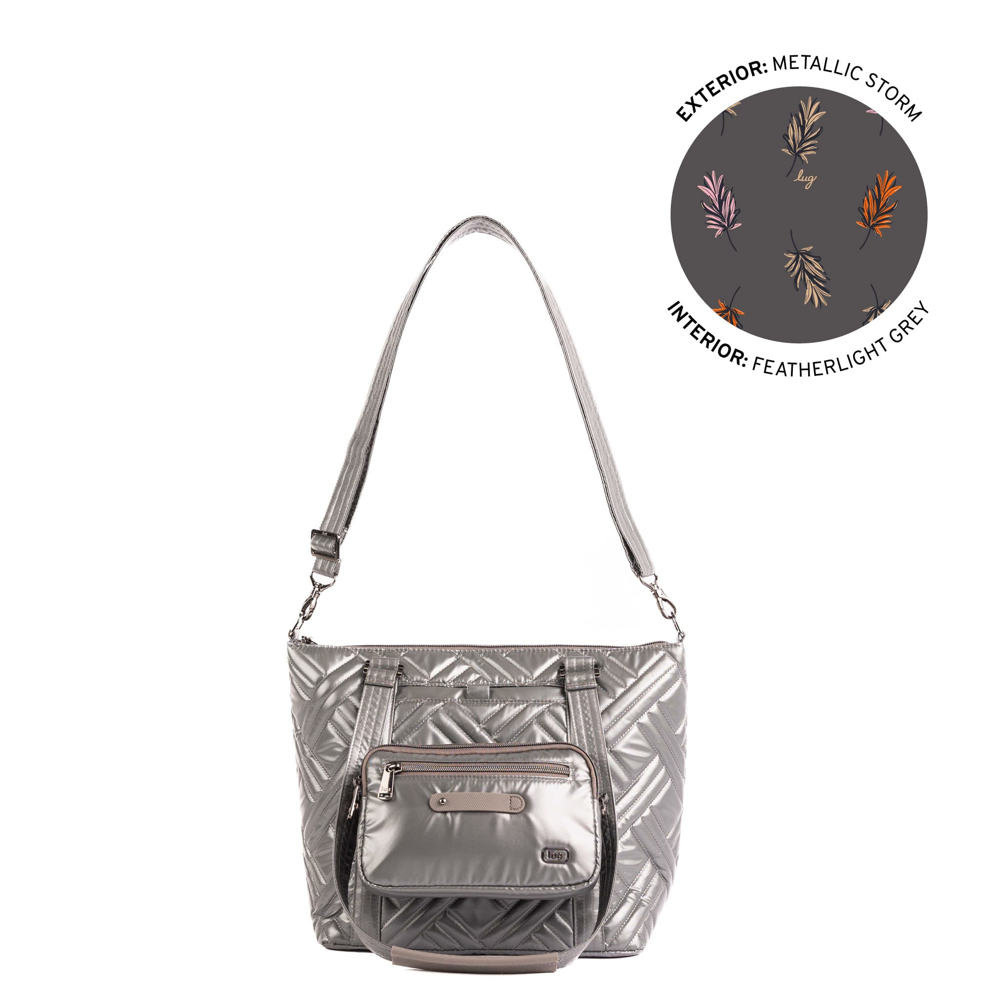 Catamaran Tote Bag & Removable Pouch - METALLIC STORM - 25491_Catamaran_MetallicStorm_Angle_01