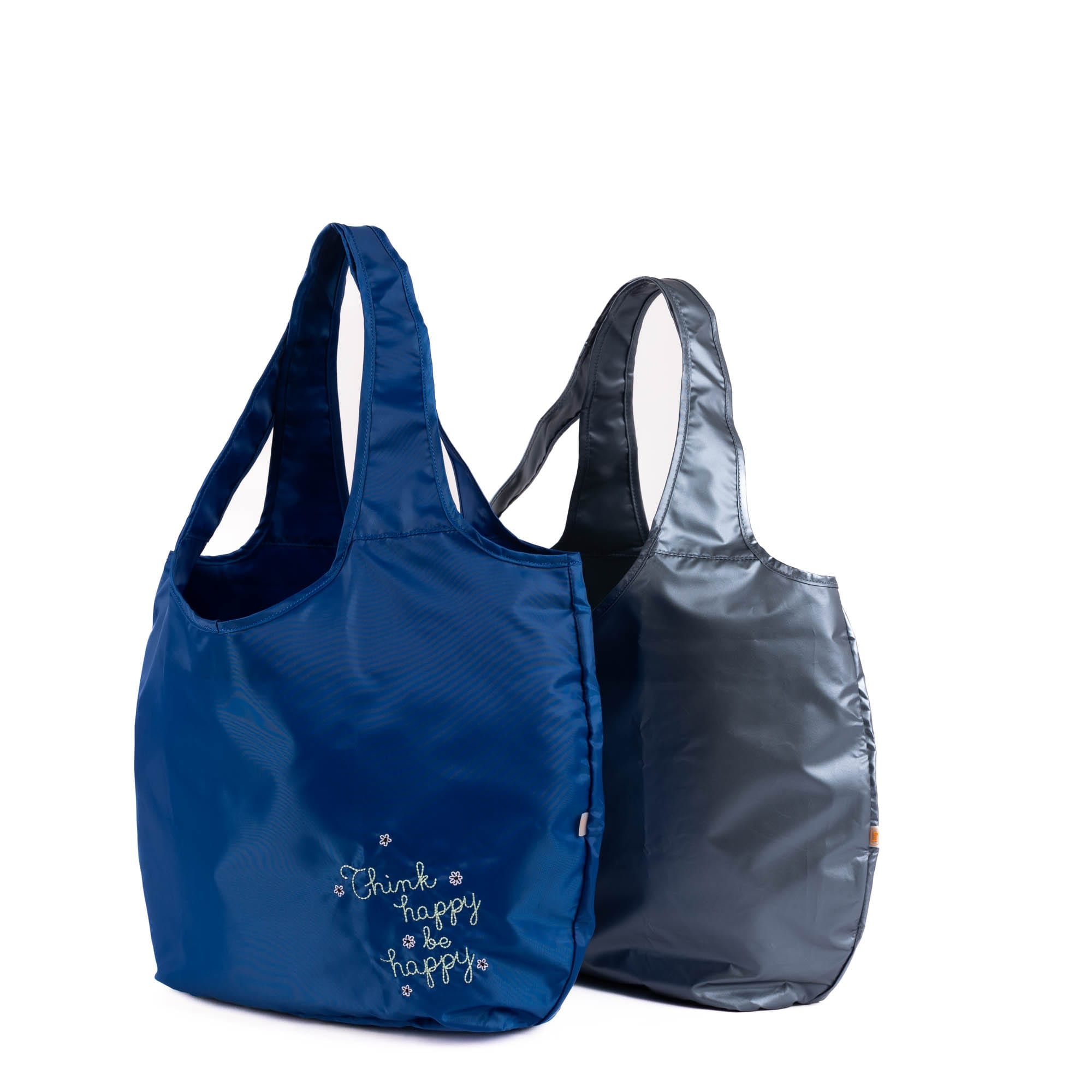 Eco Shopper Set of 2 with Embroidery - THINK HAPPY BE HAPPY - 25520_EcoShopper2PC_ThinkHappyBeHappy_Angle_02