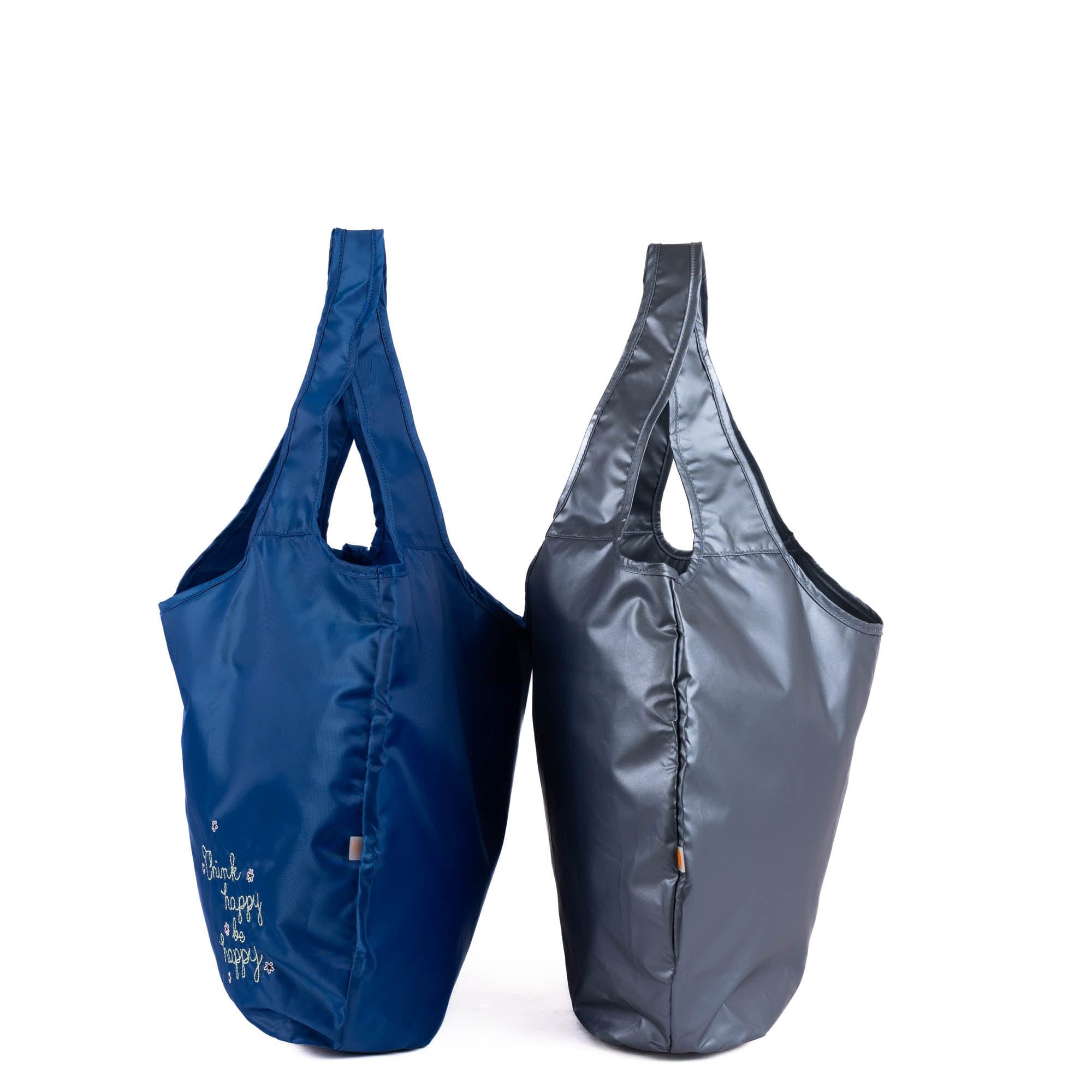 Eco Shopper Set of 2 with Embroidery - THINK HAPPY BE HAPPY - 25520_EcoShopper2PC_ThinkHappyBeHappy_Angle_03