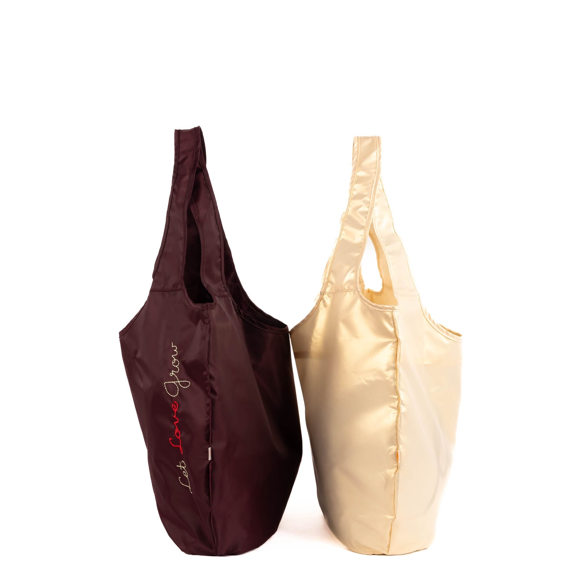 Eco Shopper Set of 2 with Embroidery - LET LOVE GROW - 25521_EcoShopper2PC_LetLoveGrow_Angle_03