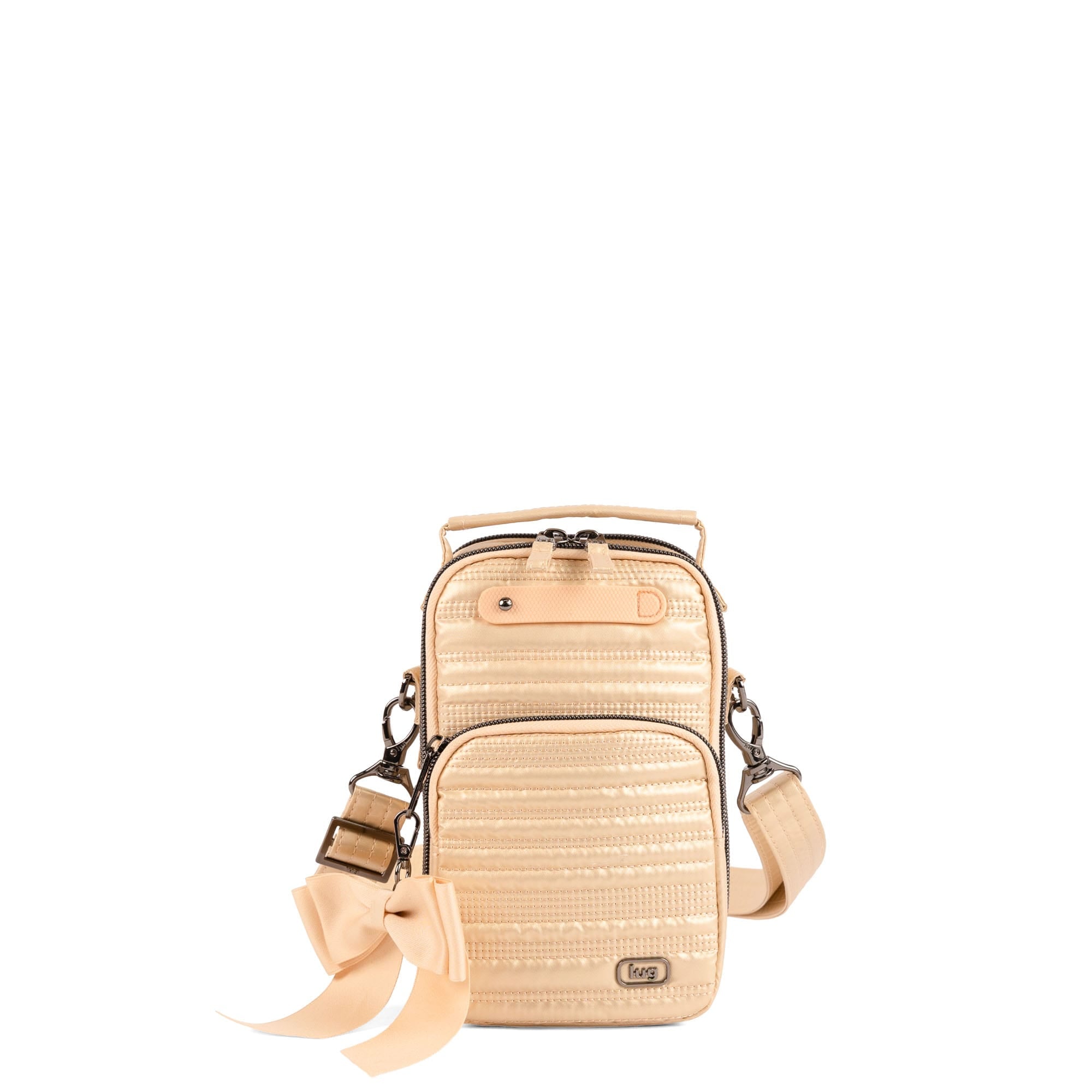 Skeeter Mini Bridge Love Convertible Crossbody with Bow - - 25561_SkeeterMiniBridgeLoveWithBowPuller_MetallicRoseGold_Angle_01