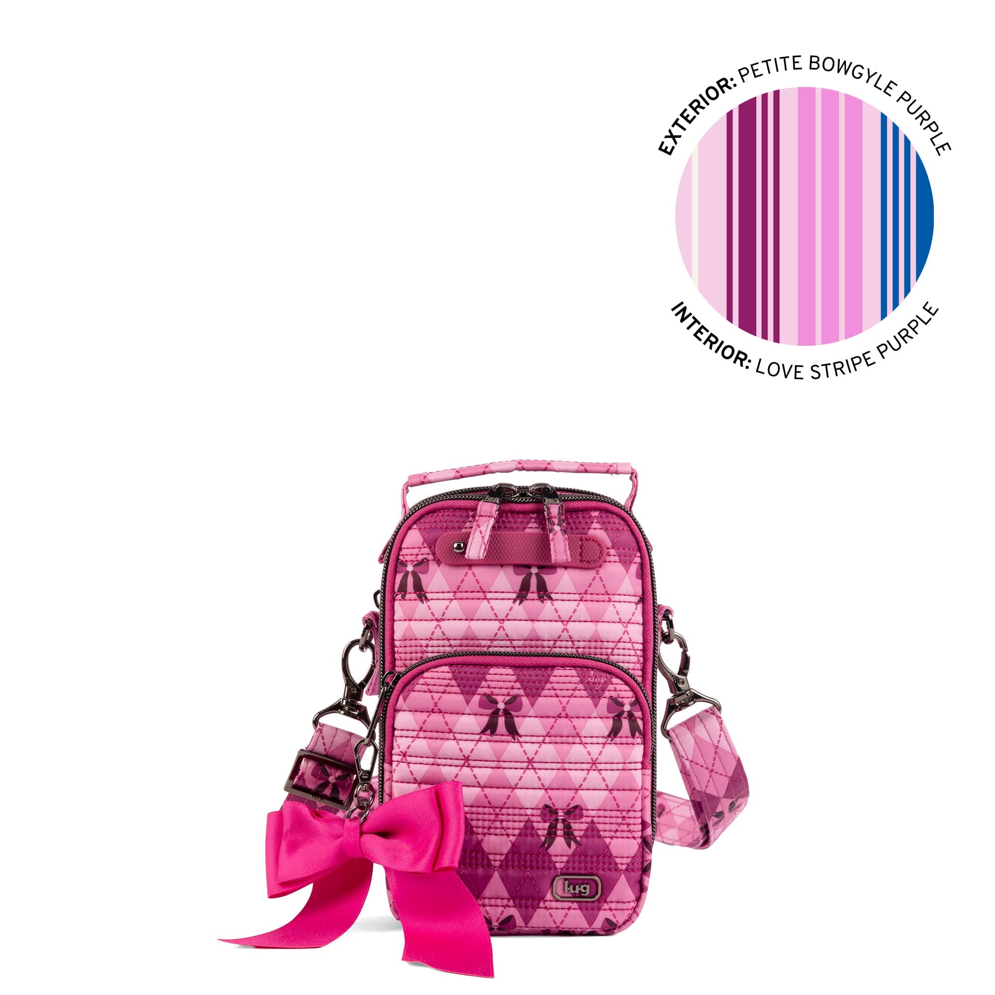 Skeeter Mini Bridge Love Convertible Crossbody with Bow - PETITE BOWGYLE PURPLE - 25565_SkeeterMiniBridgeLoveWithBowPuller_PetiteBowgylePurple_Angle_01