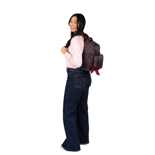 Pattycake Backpack with Bow - - 25570_Pattycake_Plum_BagProportions_02