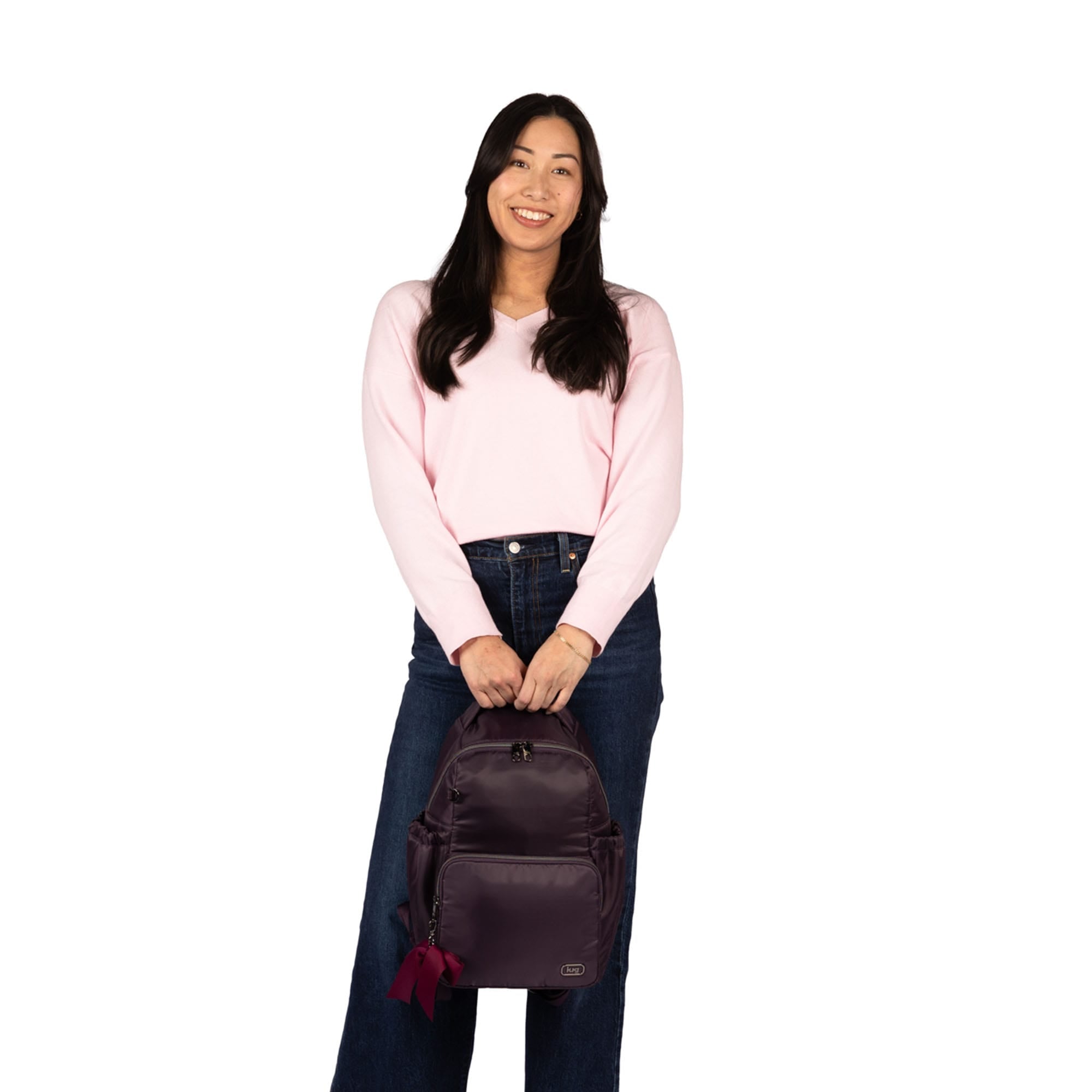 Pattycake Backpack with Bow - - 25570_Pattycake_Plum_BagProportions_03