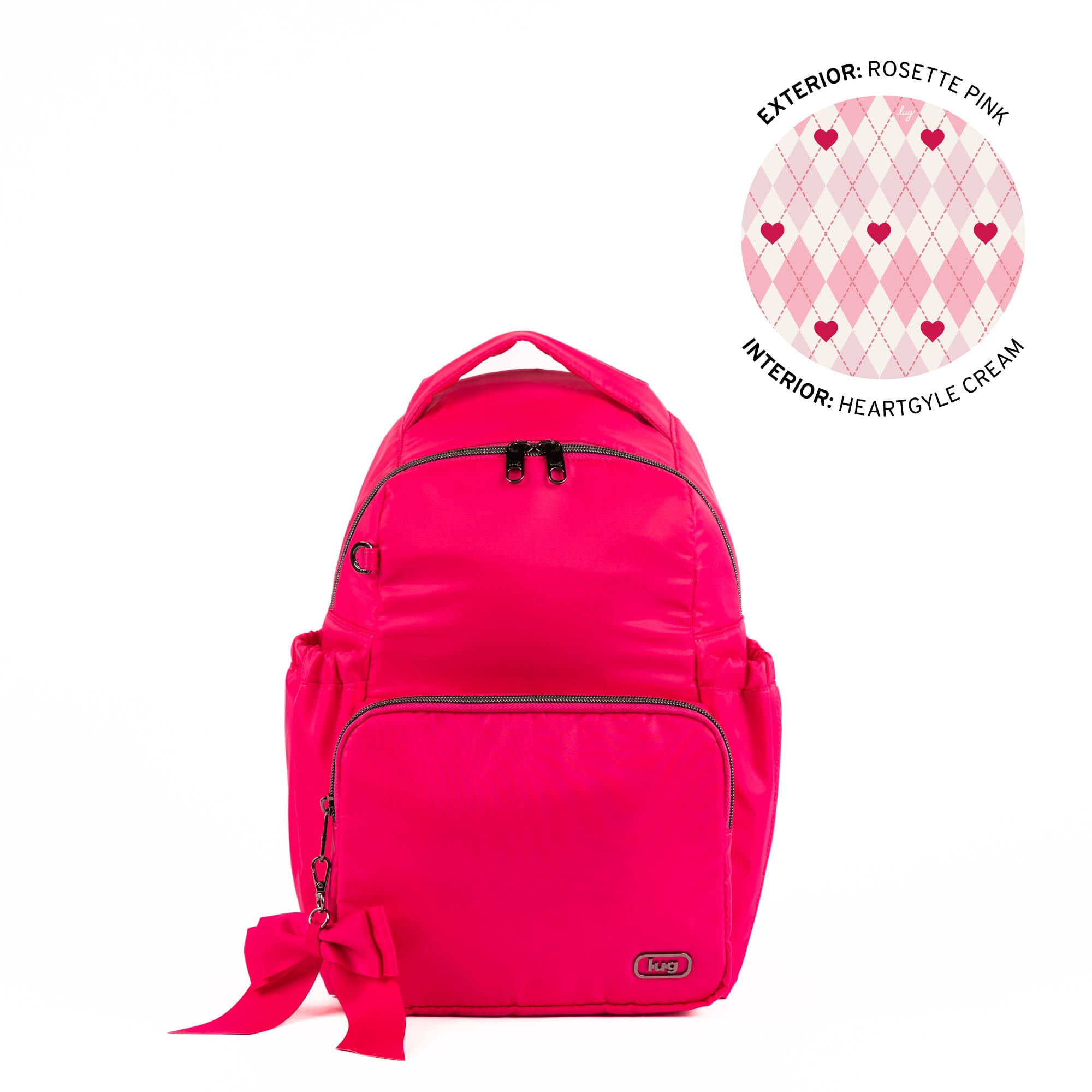 Pattycake Backpack with Bow - ROSETTE PINK - 25571_Pattycake_RosettePink_Angle_01