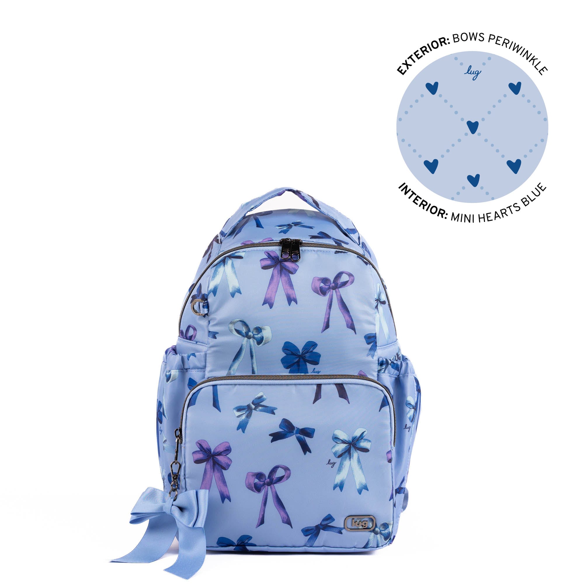 Pattycake Backpack with Bow - BOWS PERIWINKLE - 25572_Pattycake_BowsPeriwinkle_Angle_01
