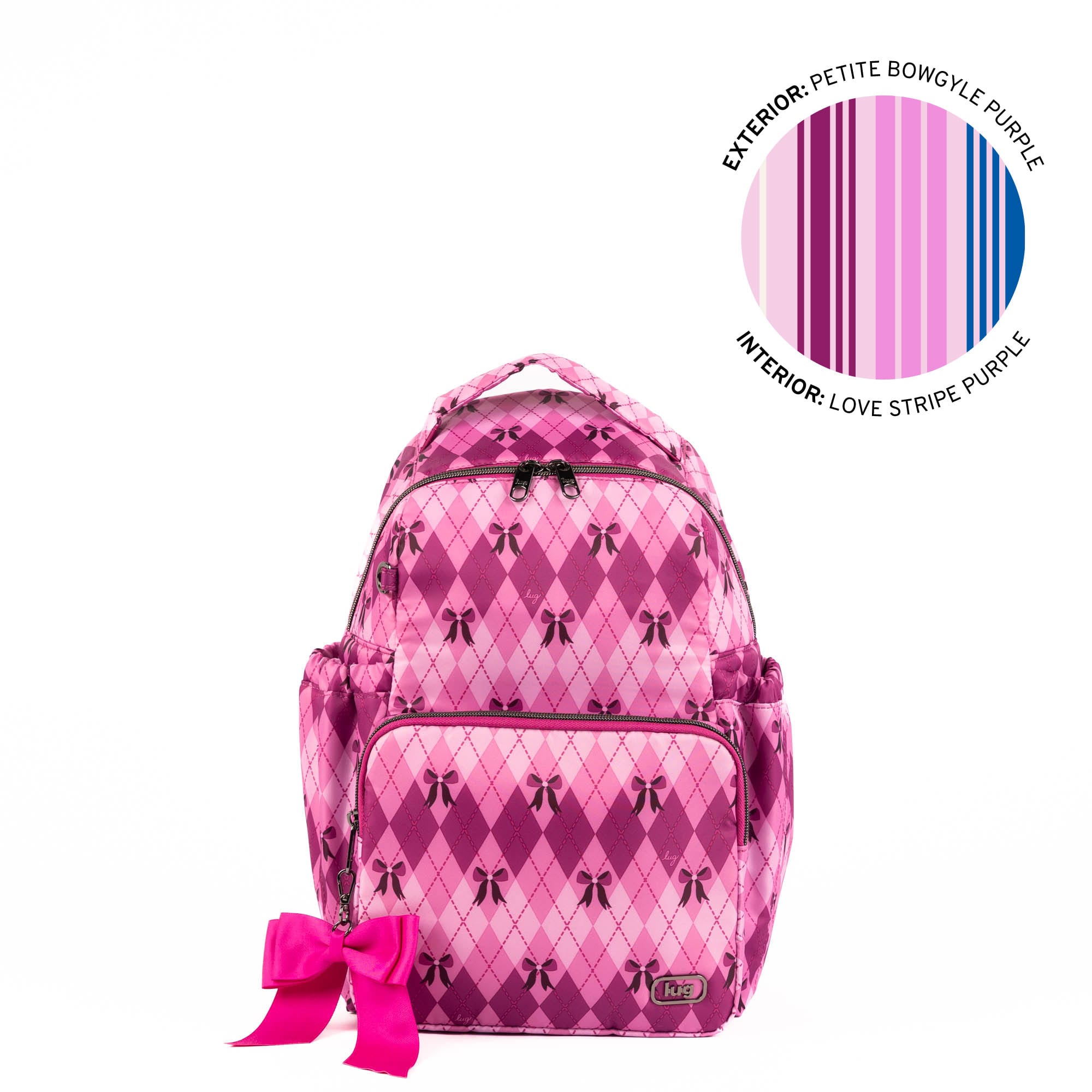 Pattycake Backpack with Bow - PETITE BOWGYLE PURPLE - 25573_Pattycake_PetiteBowgylePurple_Angle_01