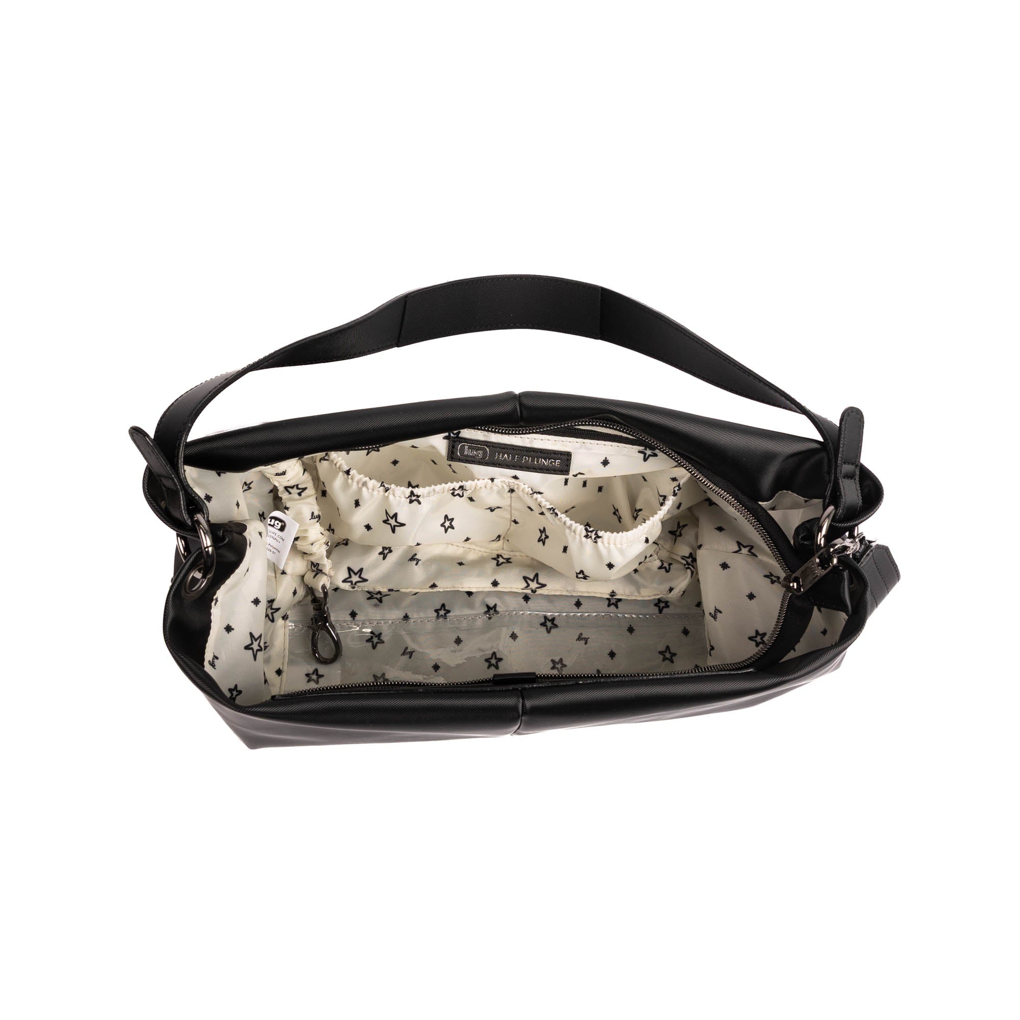 Half Plunge Satin Luxe VL Crossbody Bag - BLACK 4 - 25576_HalfPlungeSL_Black_Angle_05