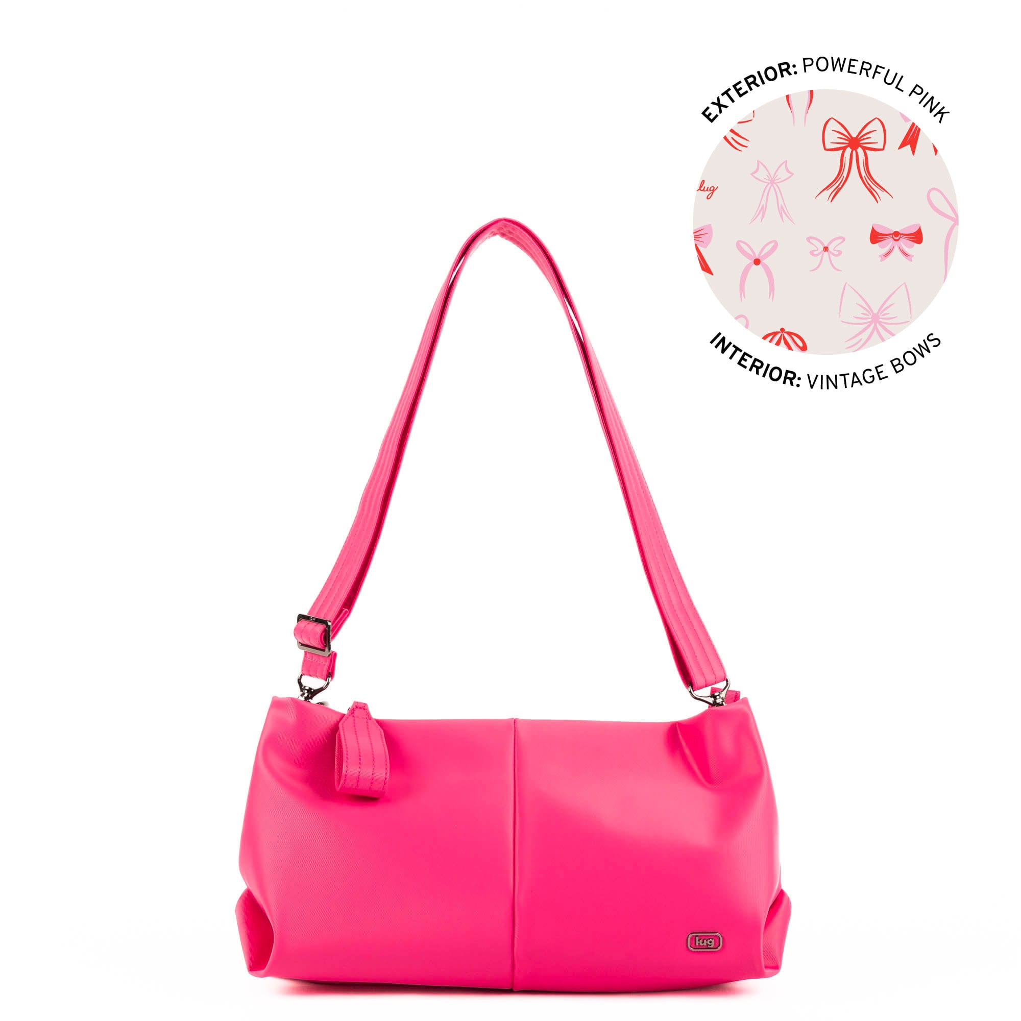 Half Plunge Satin Luxe VL Crossbody Bag - POWERFUL PINK - 25578_HalfPlungeSL_PowerfulPink_Angle_01