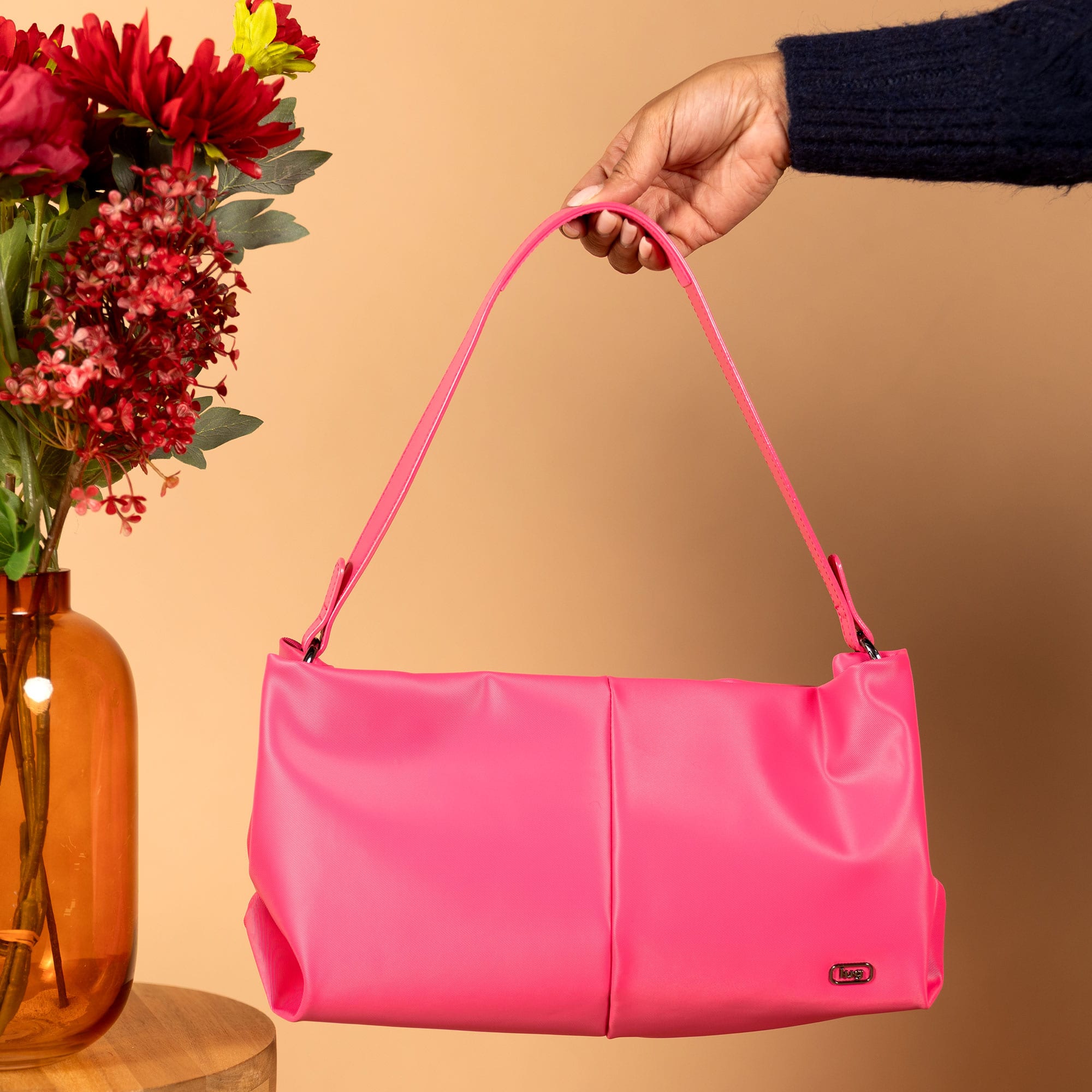 Half Plunge Satin Luxe VL Crossbody Bag - - 25578_HalfPlungeSL_PowerfulPink_Hover