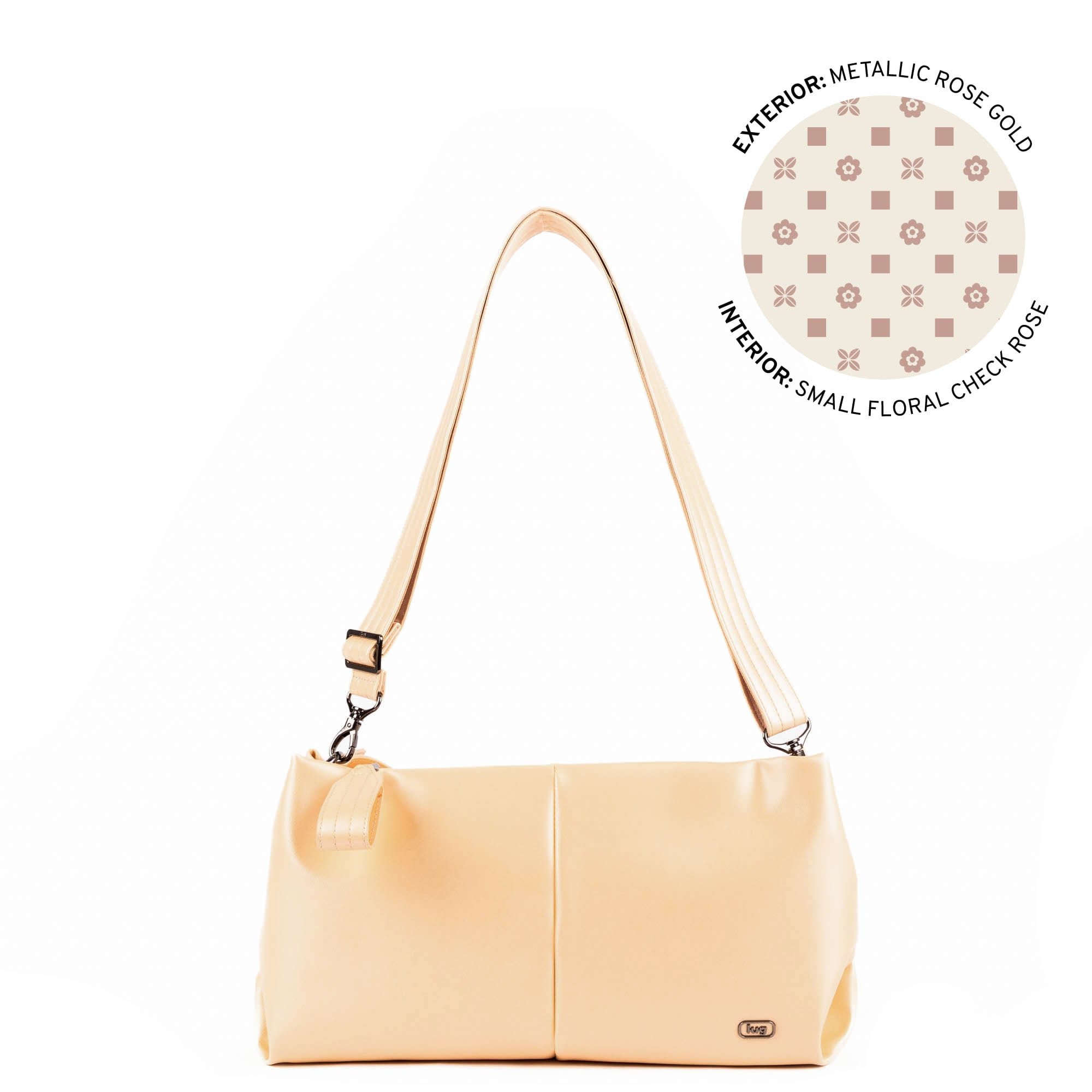 Half Plunge Satin Luxe VL Crossbody Bag - METALLIC ROSE GOLD - 25580_HalfPlungeSL_MetallicRoseGold_Angle_01