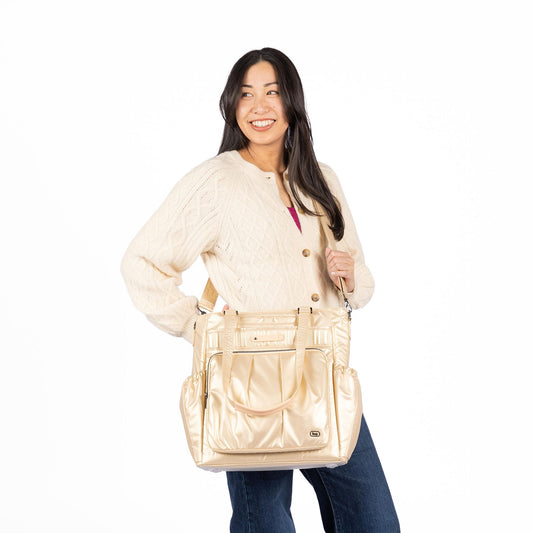 Legacy Collection Ace Tote Bag - - 25590_LegacyAce_MetallicRoseGold_BagProportions_02