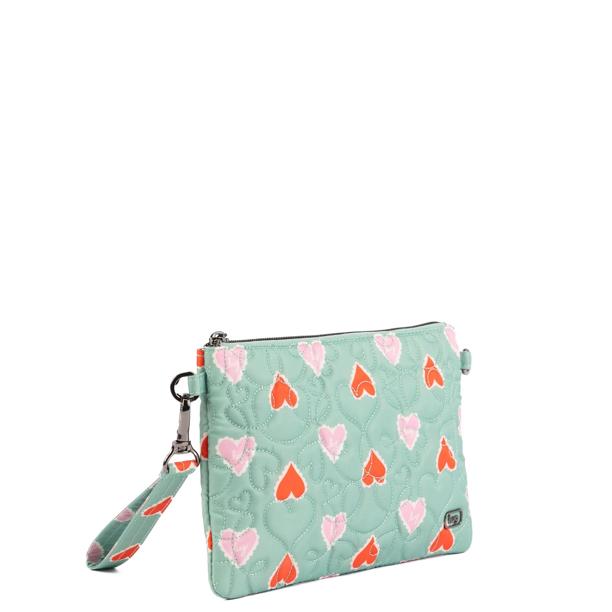 Ziplet Wristlet RFID Wallet - PAPER HEARTS GREEN - 25608_Ziplet_PaperHeartsGreen_Angle_02_oh2dpi