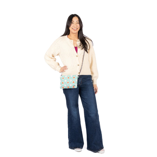 Ziplet Wristlet RFID Wallet - - 25608_Ziplet_PaperHeartsGreen_BagProportions_01