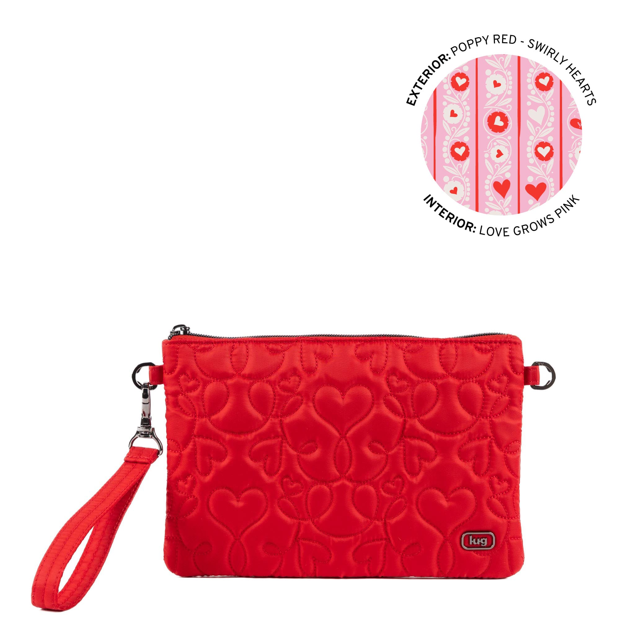 Ziplet Wristlet RFID Wallet - POPPY RED-SWIRLY HEARTS - 25611_Ziplet_PoppyRedSwirlyHearts_Angle_01
