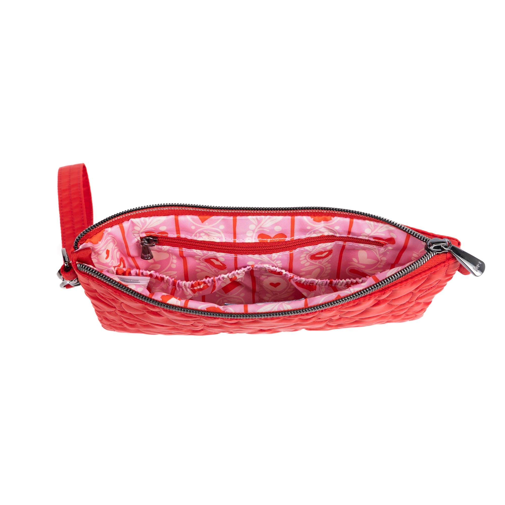 Ziplet Wristlet RFID Wallet - POPPY RED-SWIRLY HEARTS - 25611_Ziplet_PoppyRedSwirlyHearts_Angle_04