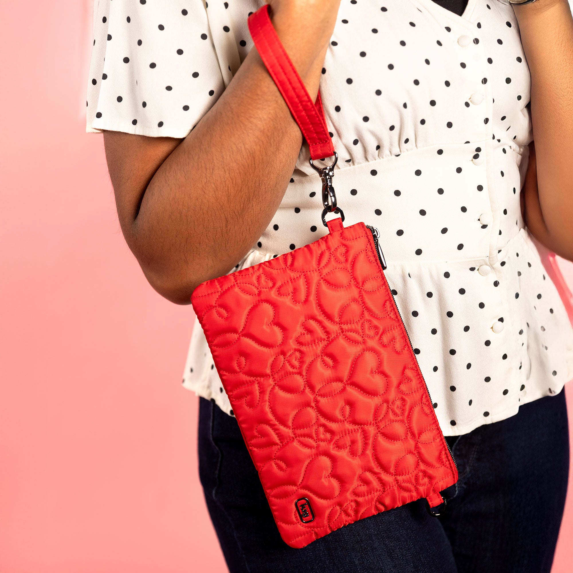 Ziplet Wristlet RFID Wallet - - 25611_Ziplet_PoppyRedSwirlyHearts_Hover