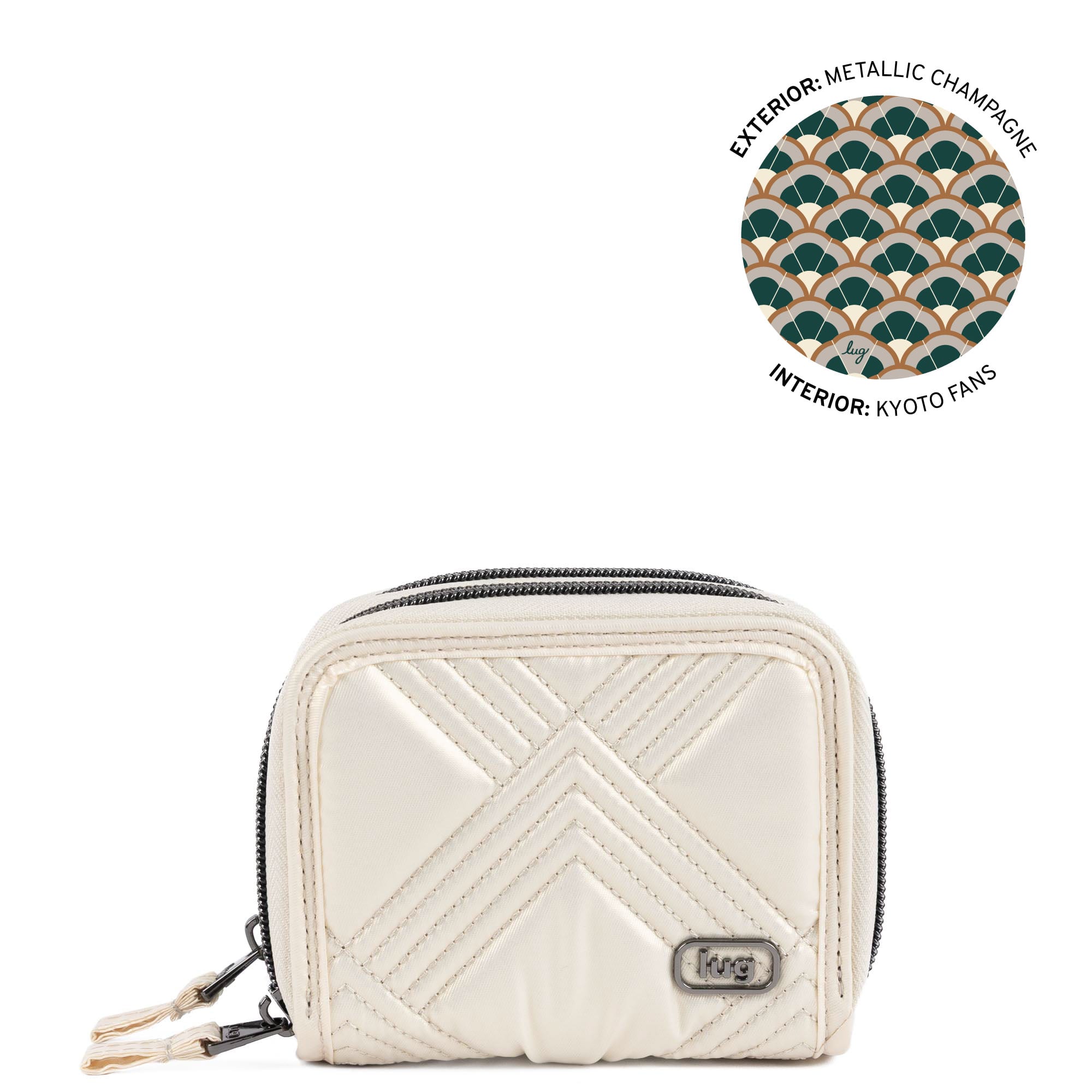 Splits Compact RFID Wallet - METALLIC CHAMPAGNE - 25655_Splits2_MetallicChampagne_Angle_01