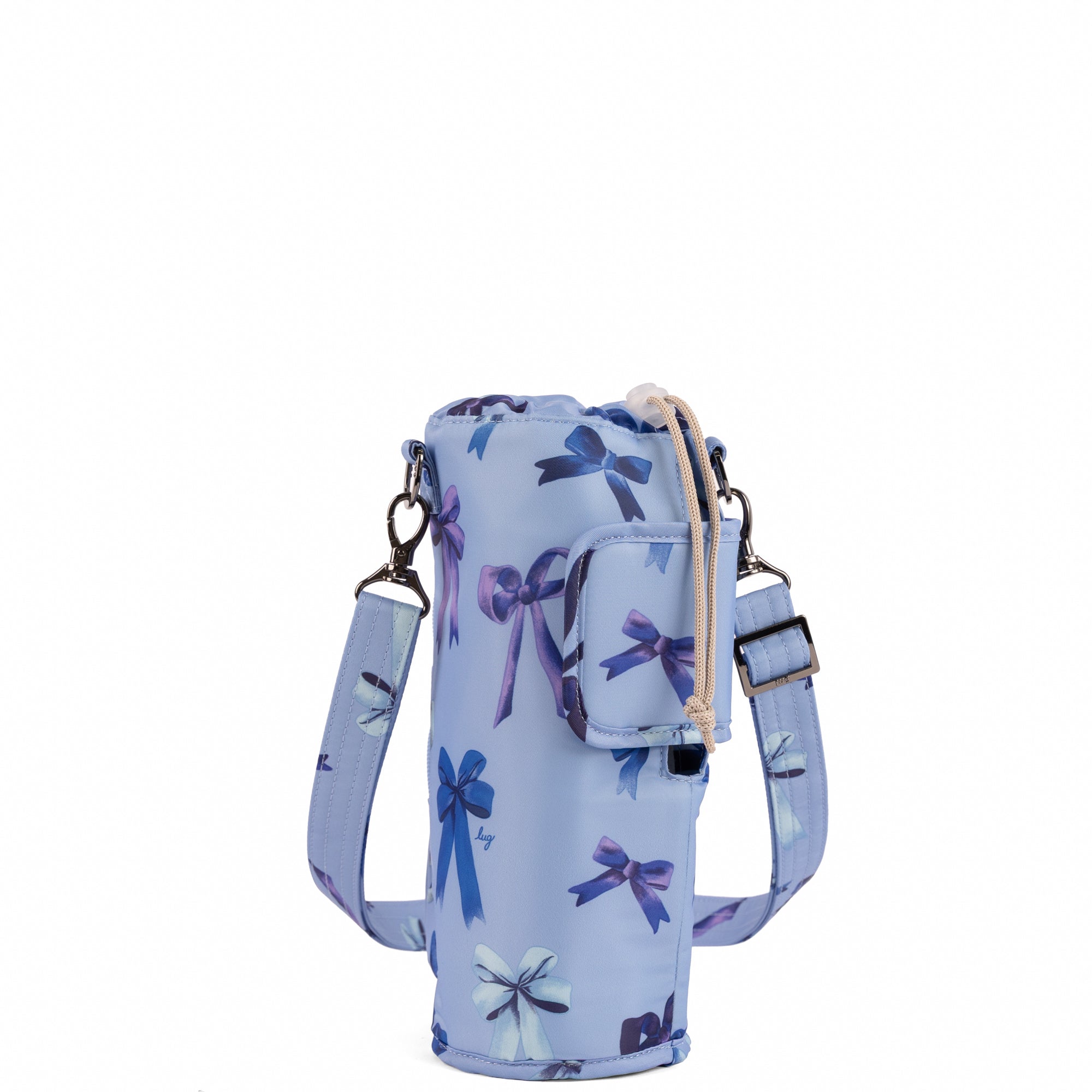 Huggie XL Crossbody Bottle Holder - BOWS PERIWINKLE - 25684_HuggieXL_BowsPeriwinkle_Angle_04