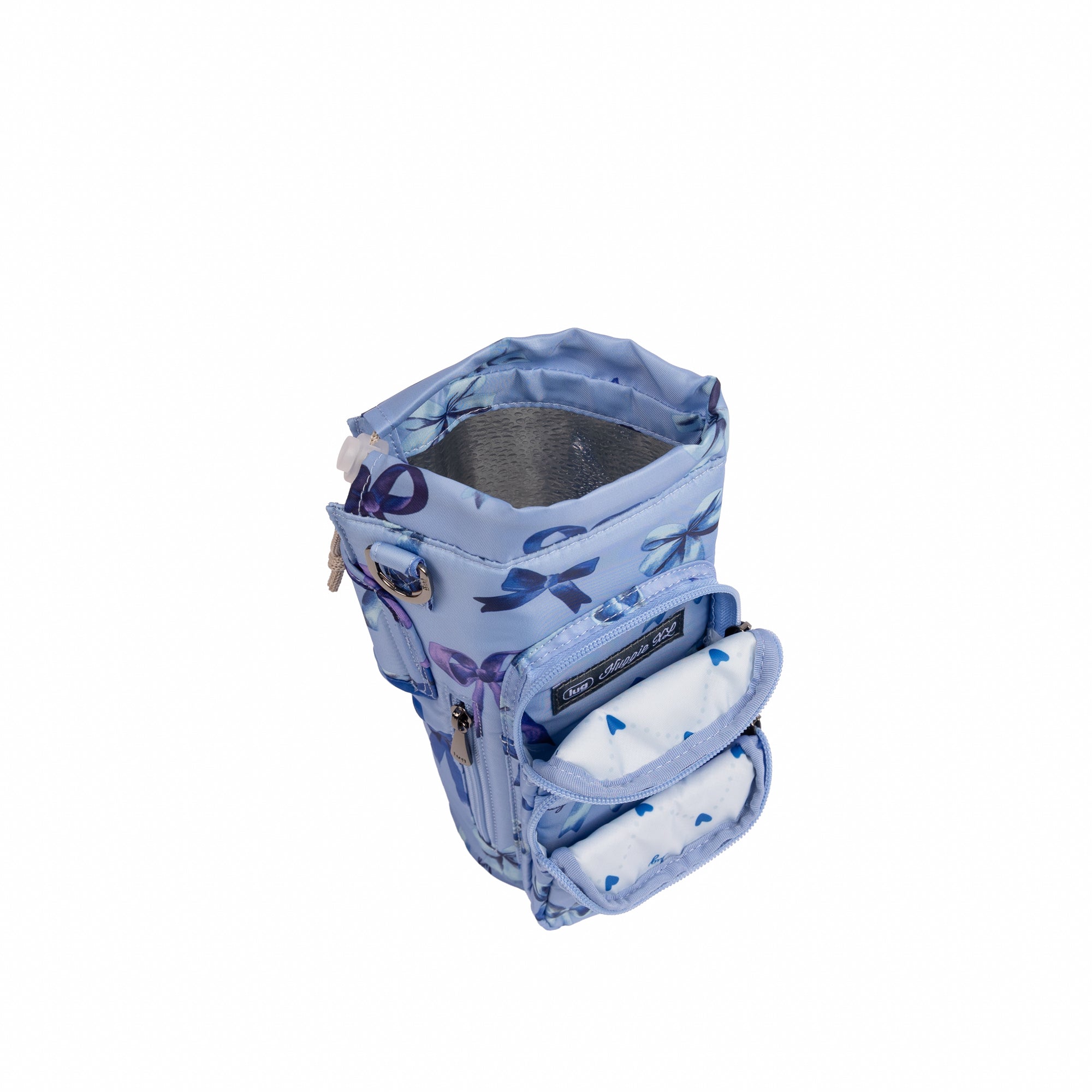 Huggie XL Crossbody Bottle Holder - BOWS PERIWINKLE - 25684_HuggieXL_BowsPeriwinkle_Angle_05